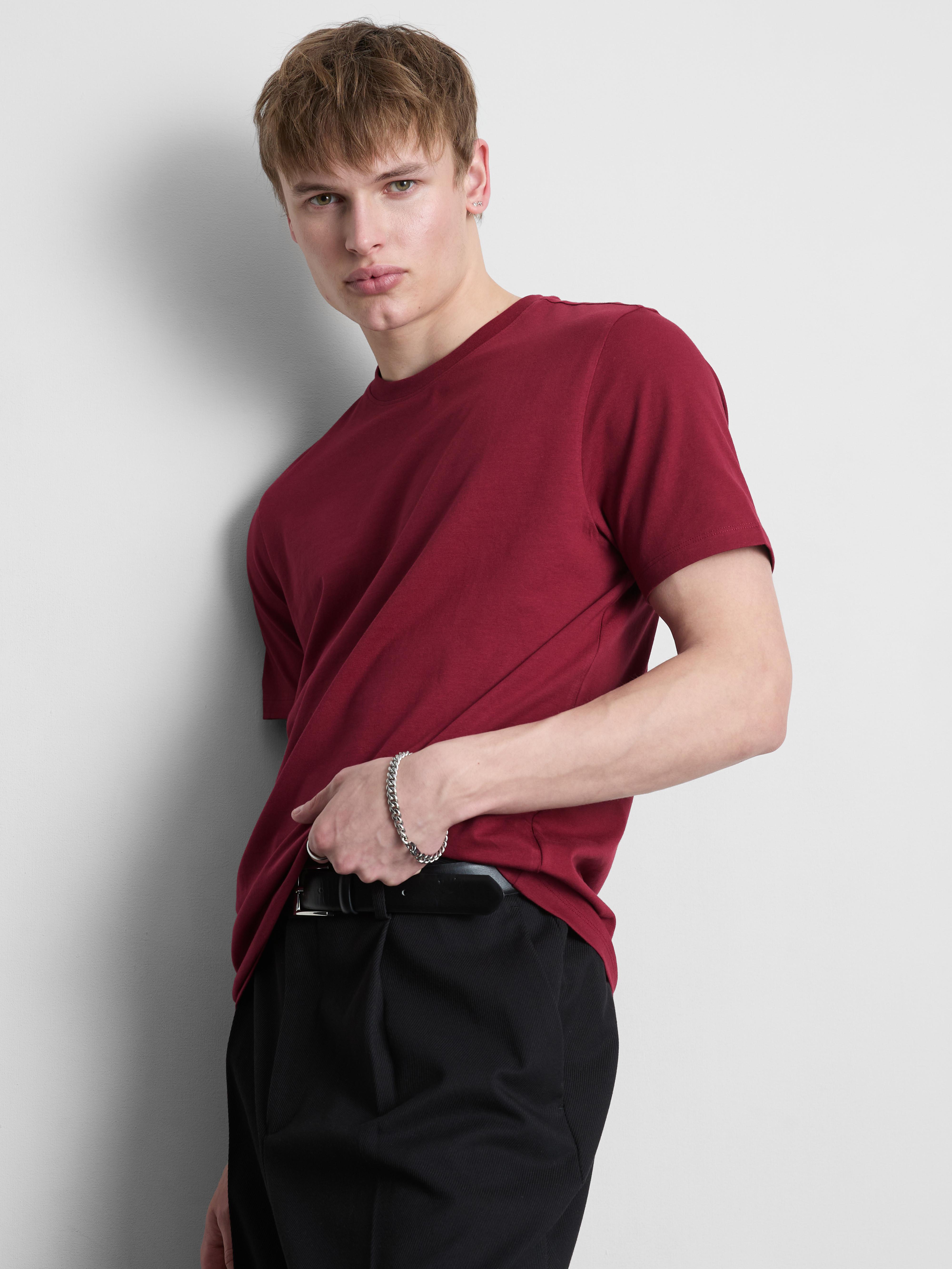 Slim-Fit Stretch T-Shirt - Dark Red