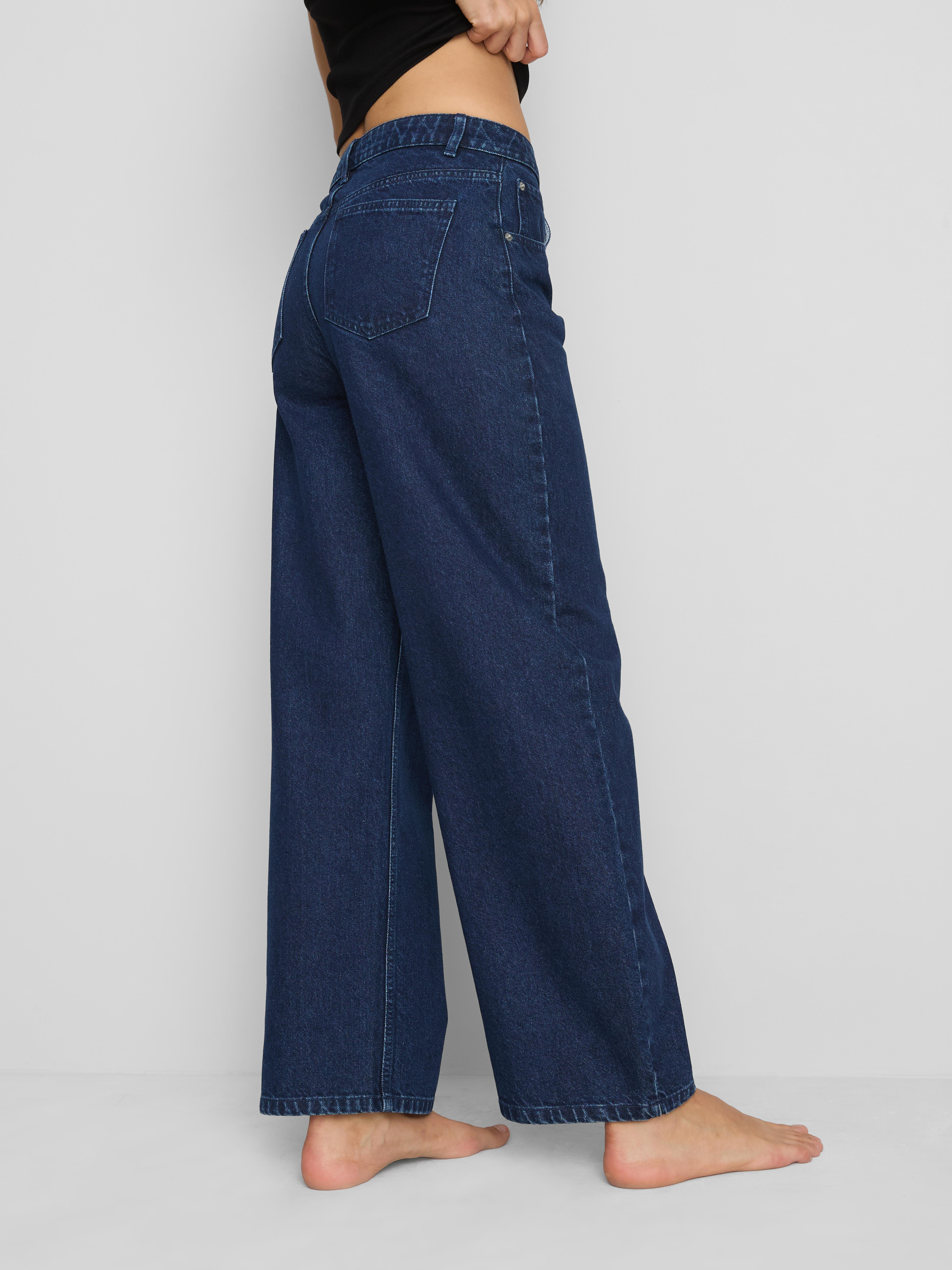 High-Waisted Barrel-Leg Jeans - Indigo