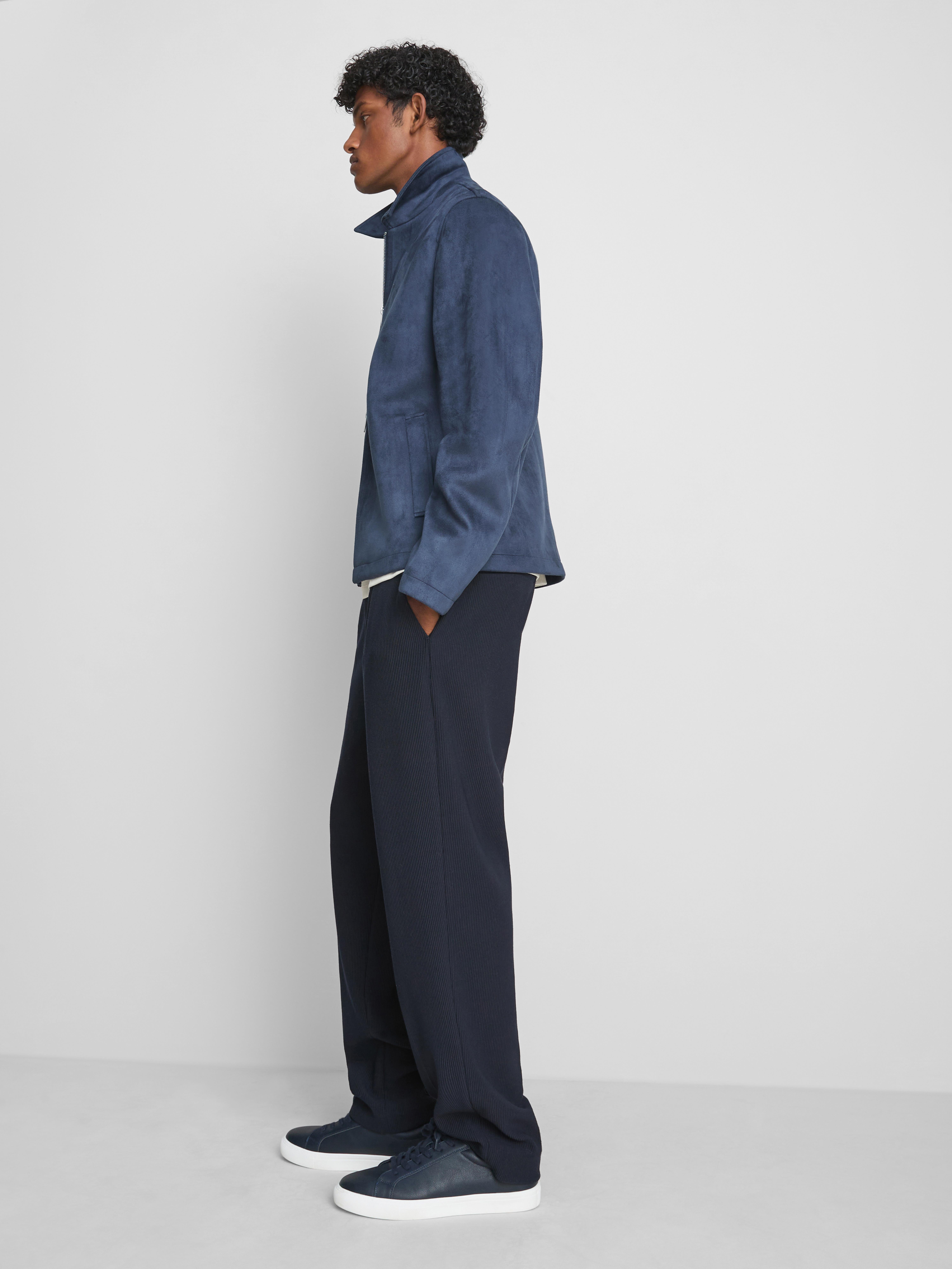 The Edit Regular Fit Suedette Jacket - Navy
