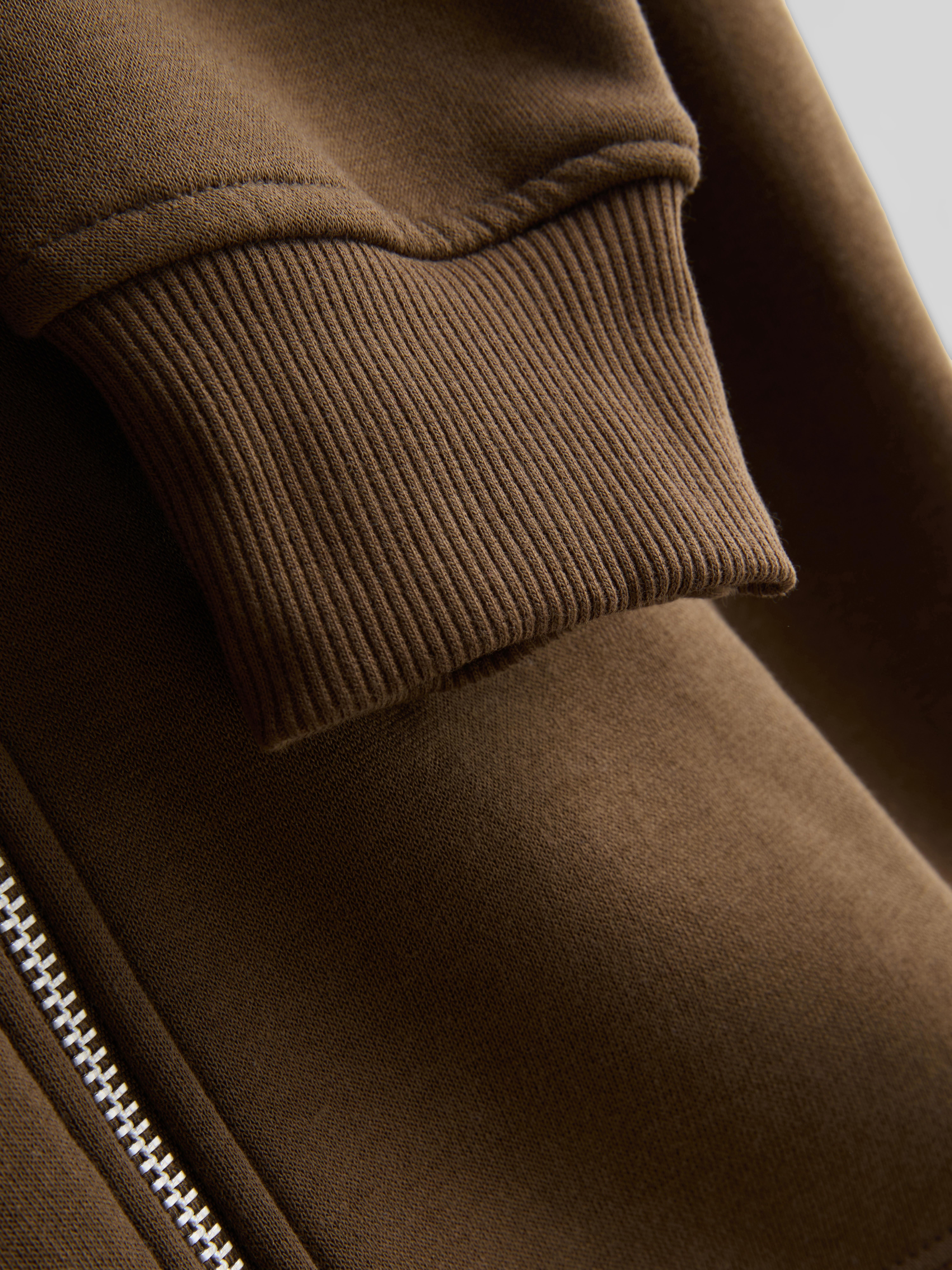 Essential Cotton Blend Zip Through Hoodie - Olive