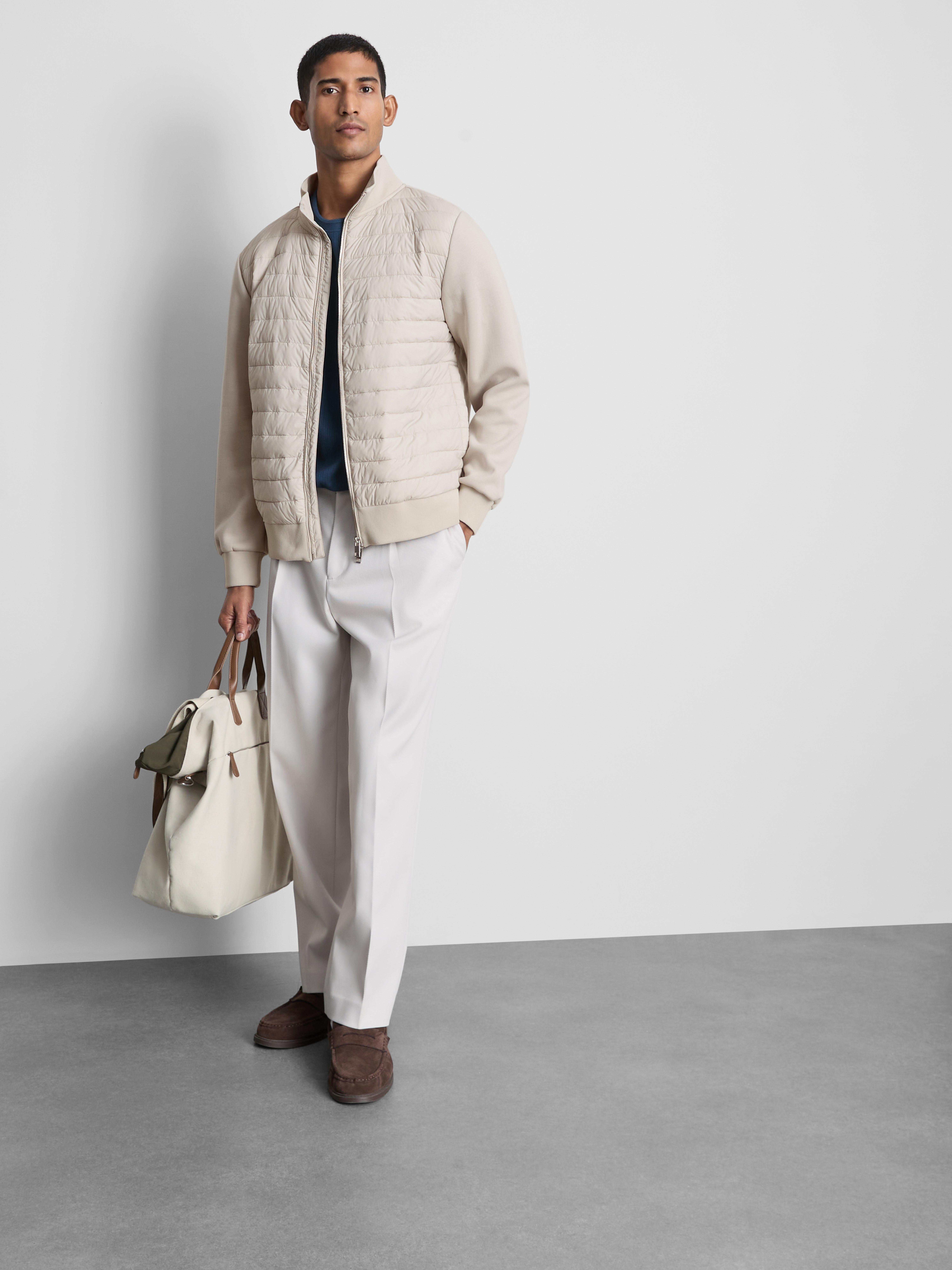 The Edit Quilted Panel Jacket - Stone
