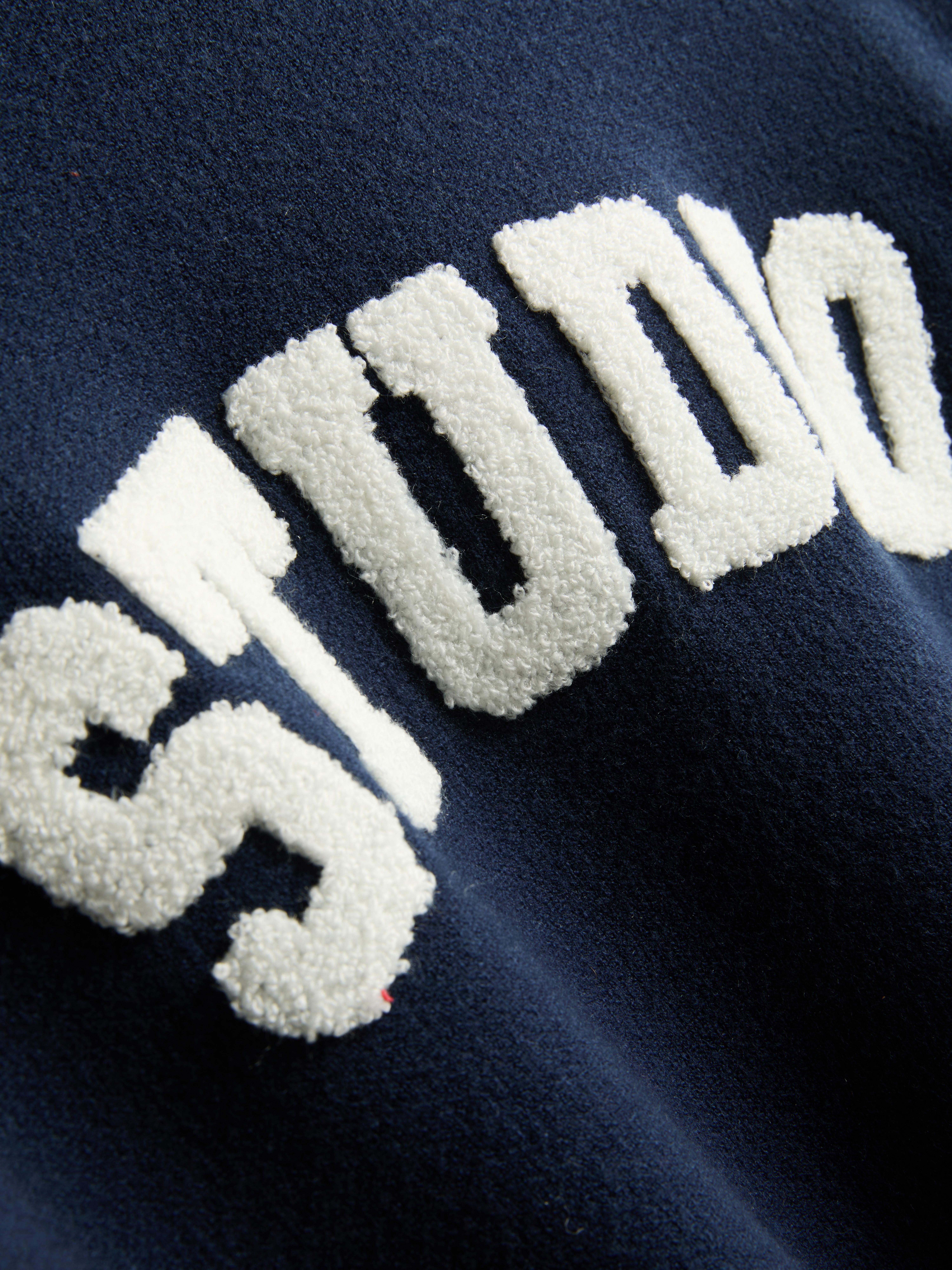 Knitted Crewneck Slogan Sweater - Navy