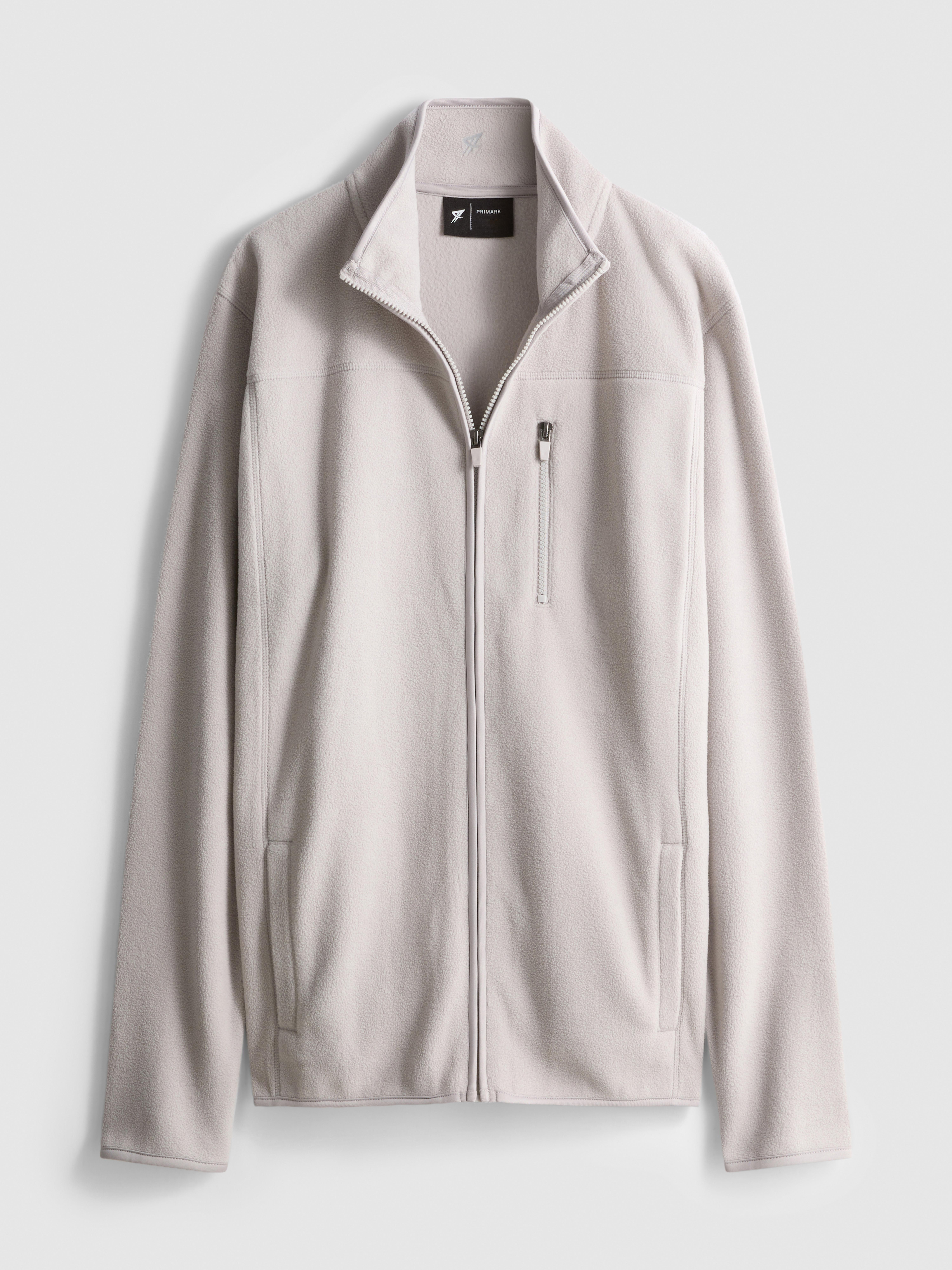 Zip-Up Fleece Jacket - Light Gray