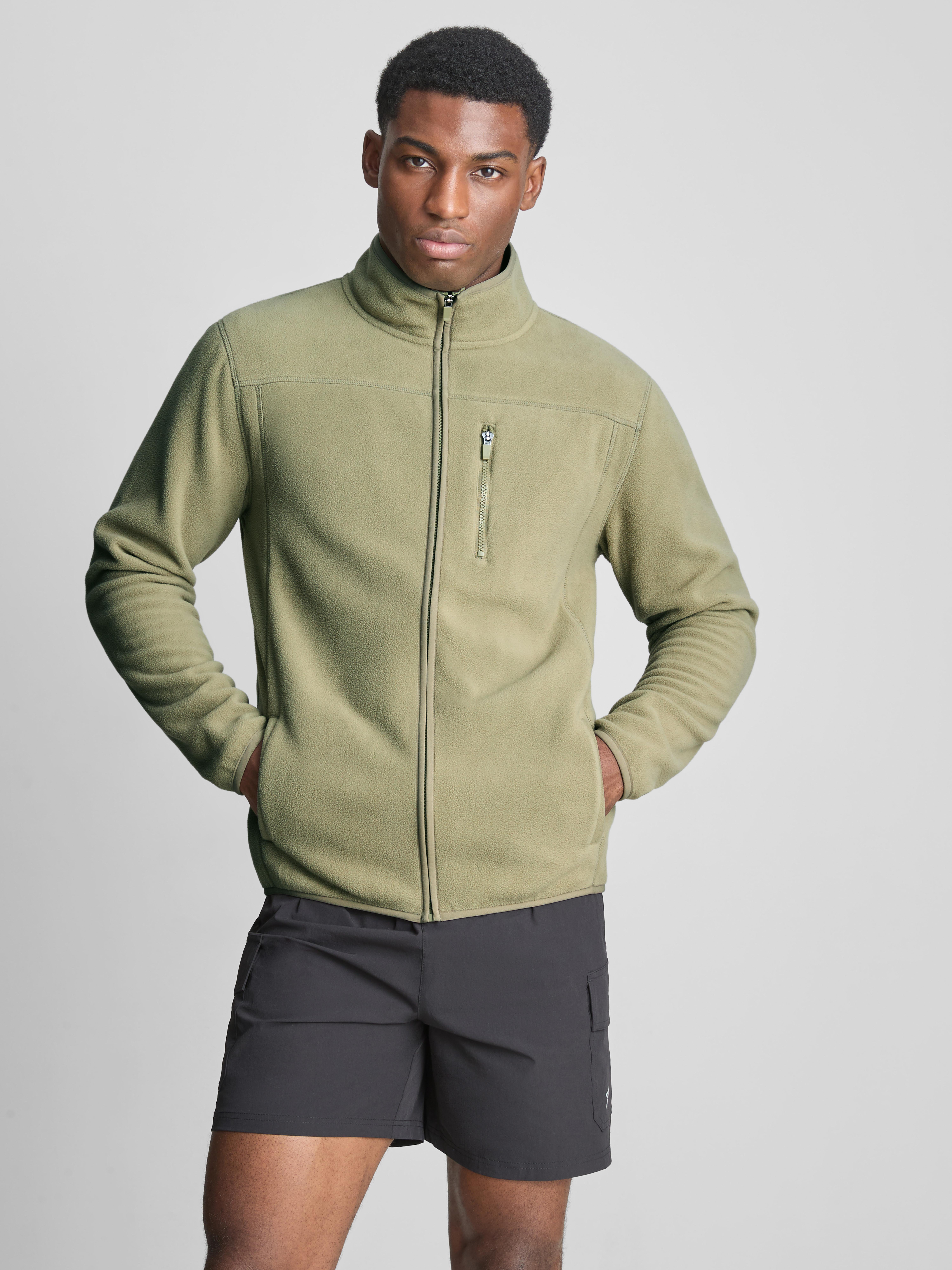 Zip-Up Fleece Jacket - Olive