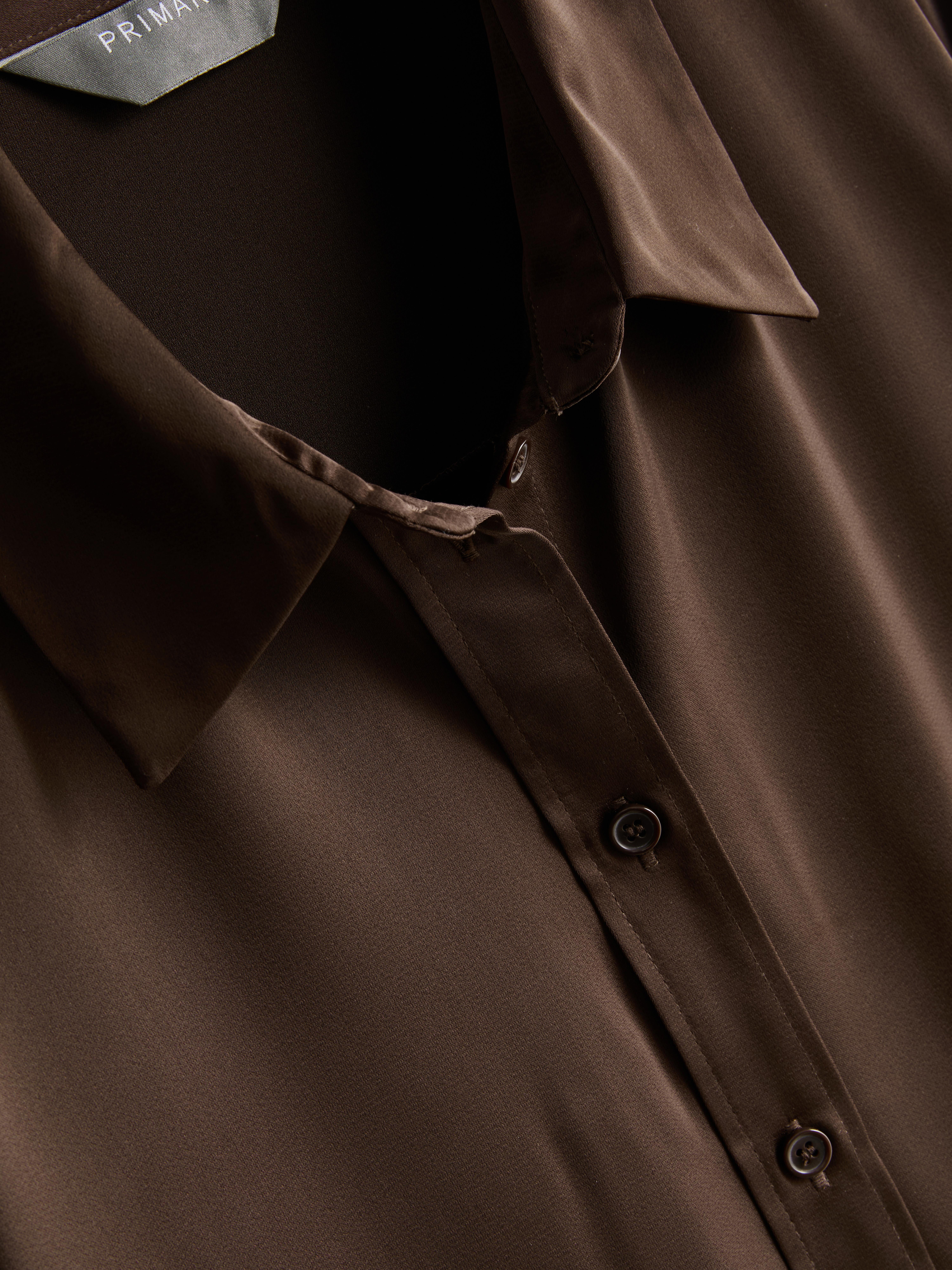 Relaxed Satin Shirt - Chocolate