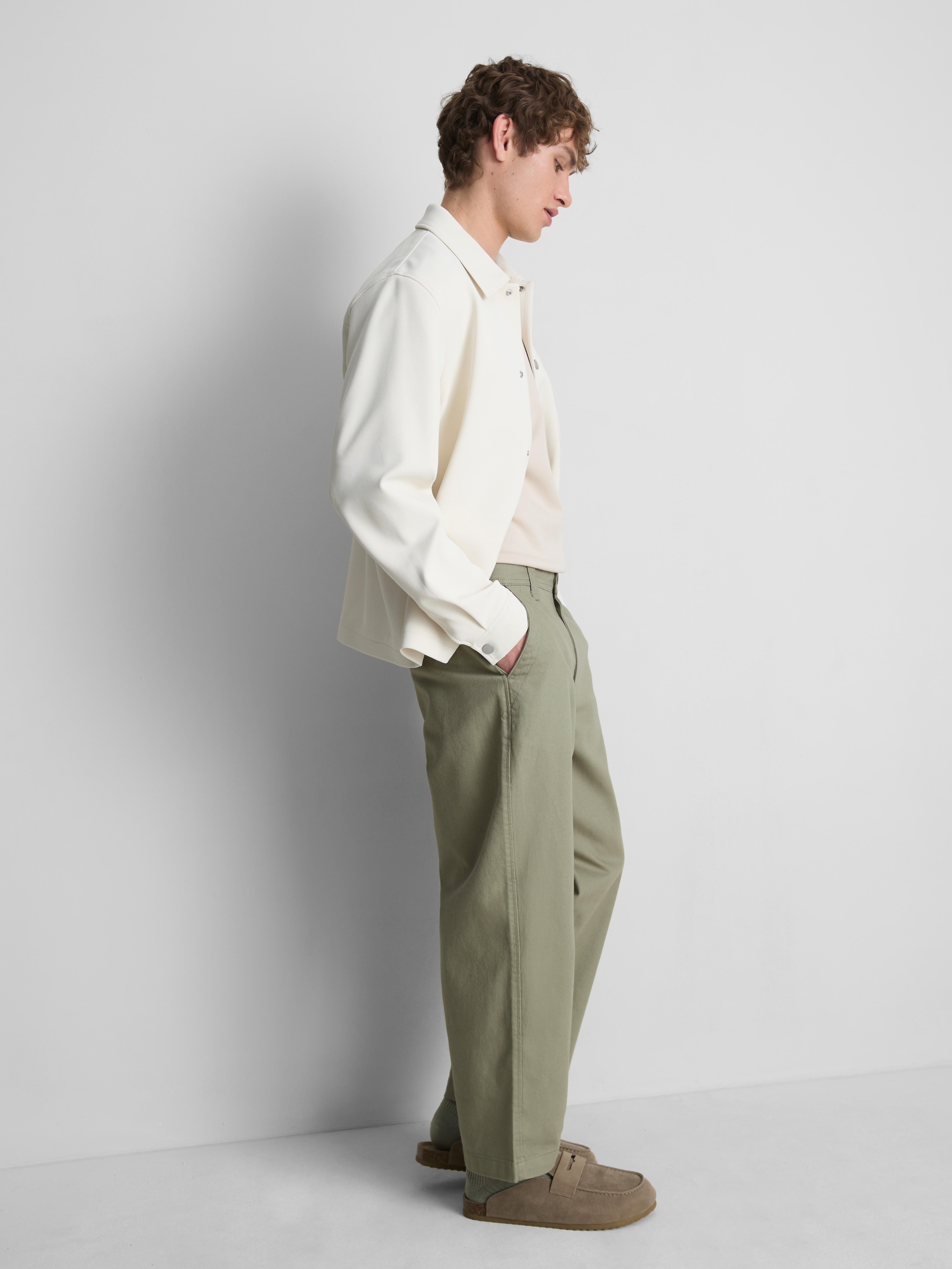 Mid-Rise Baggy Chinos - Olive