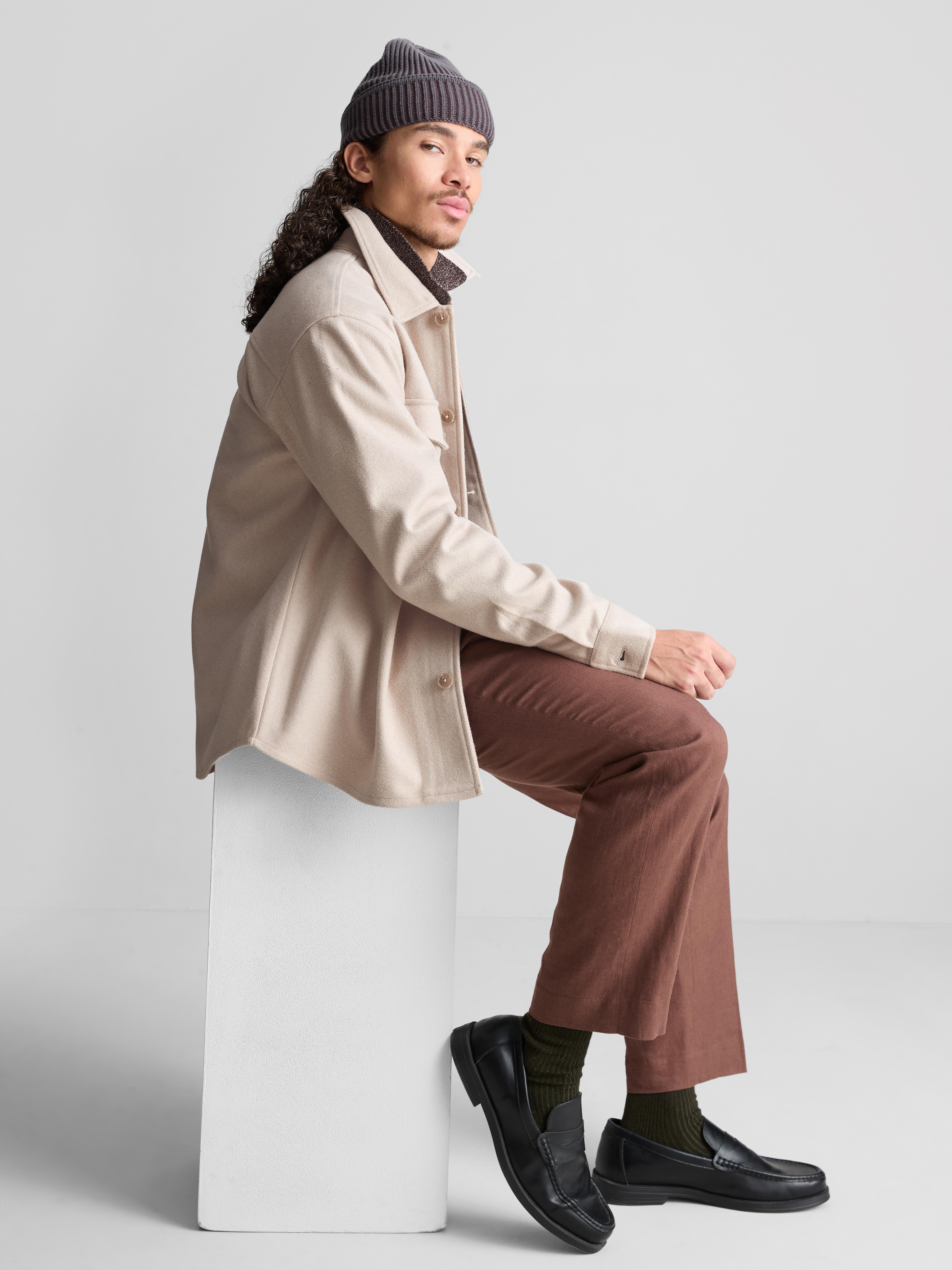 Button-Down Twill Overshirt With Chest Pockets - Ivory