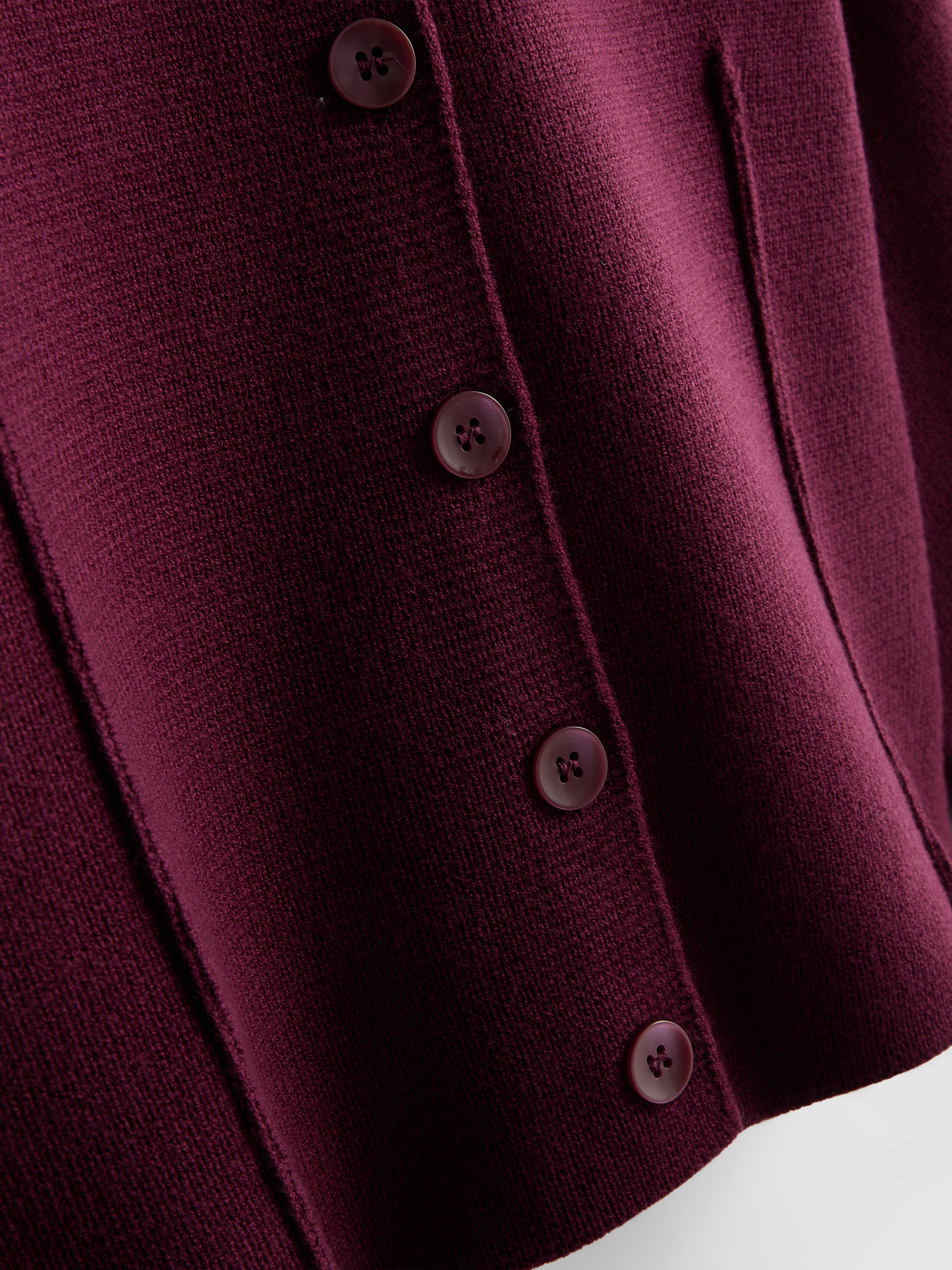 Sculpted Roundneck Cardigan - Burgundy