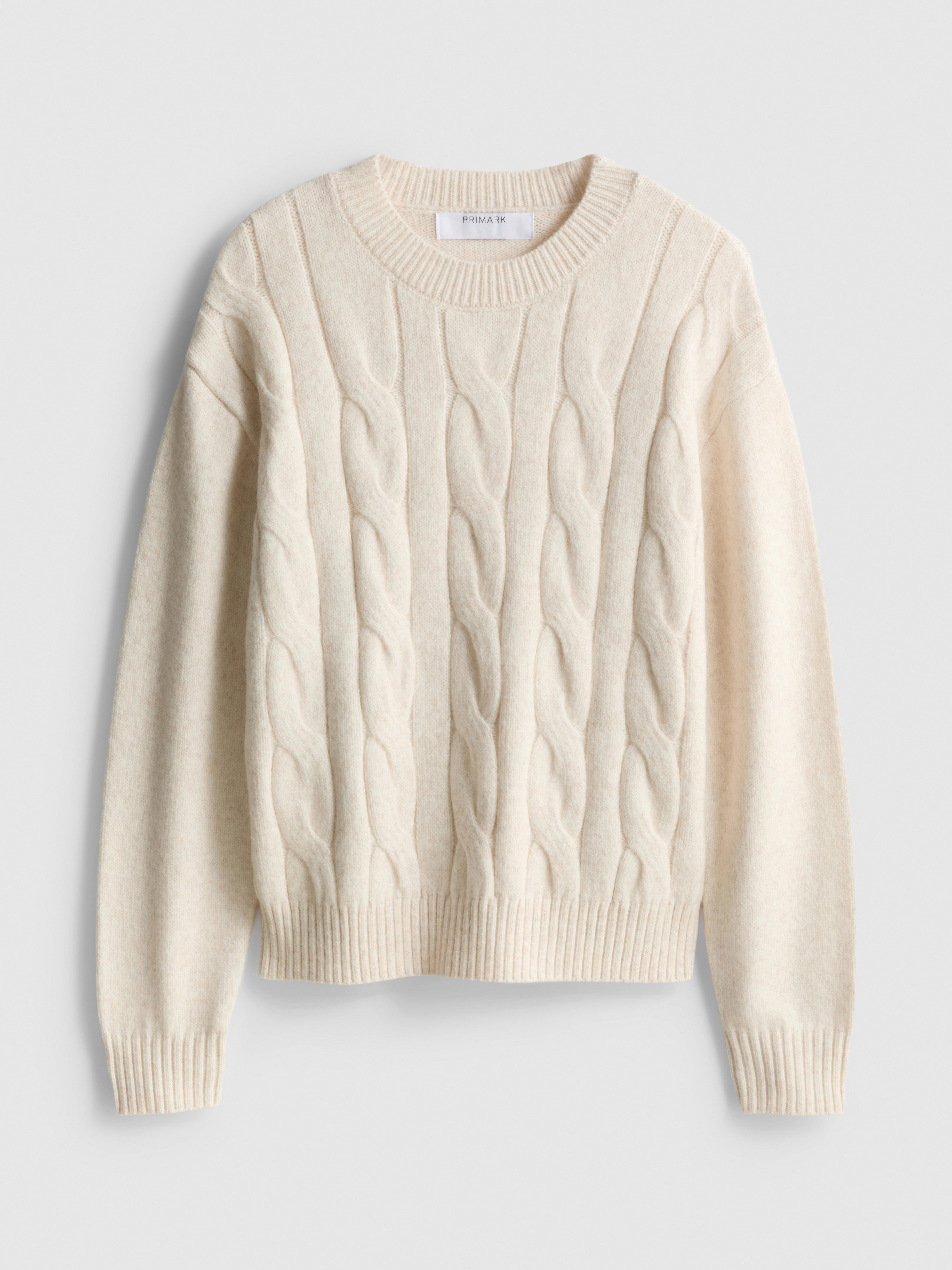 Cable Knit Crew Neck Sweater - Ivory