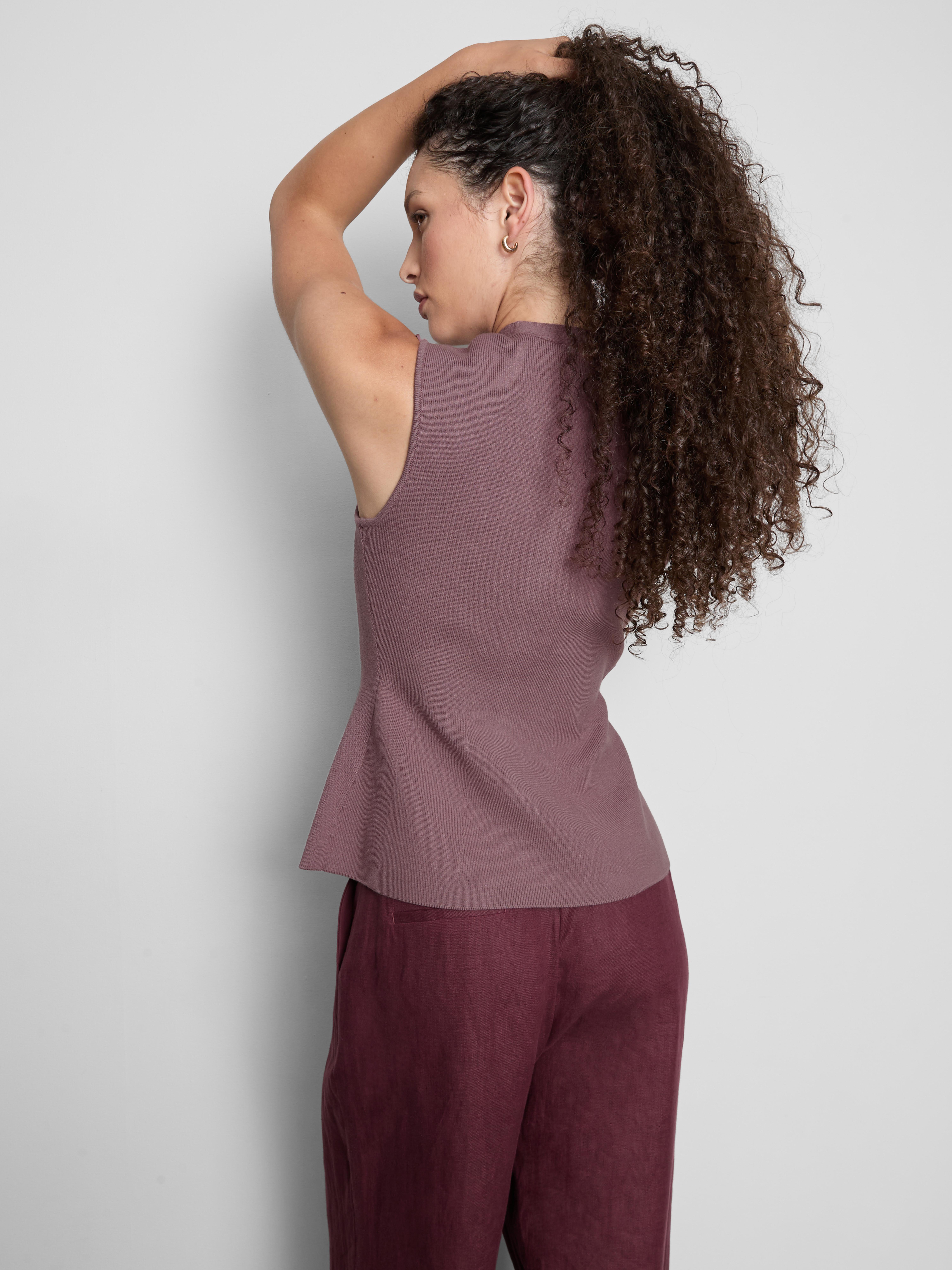 The Edit Knitted Sleeveless Peplum Waistcoat - Heather