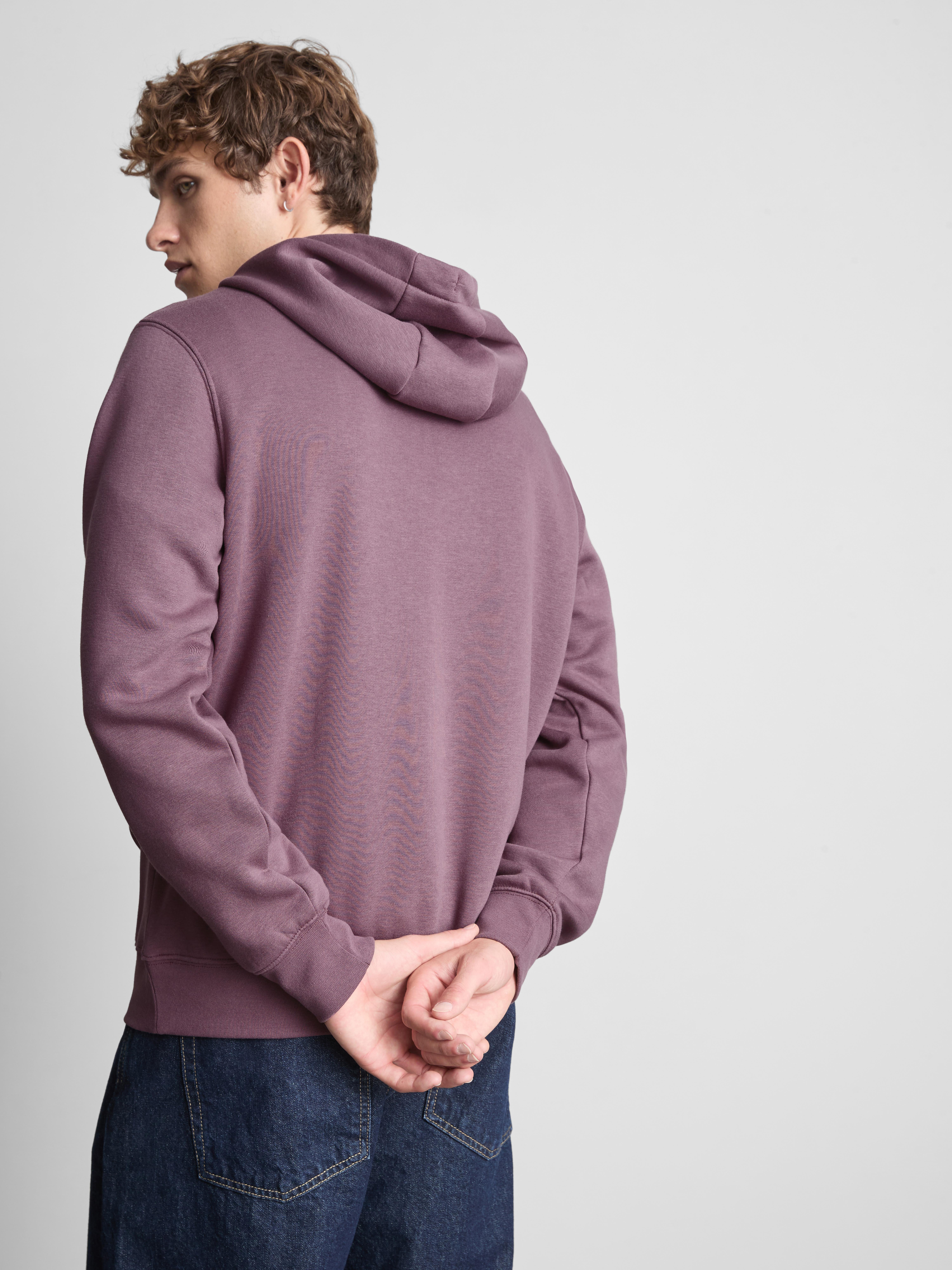 Cotton Blend Overhead Hoodie - Plum