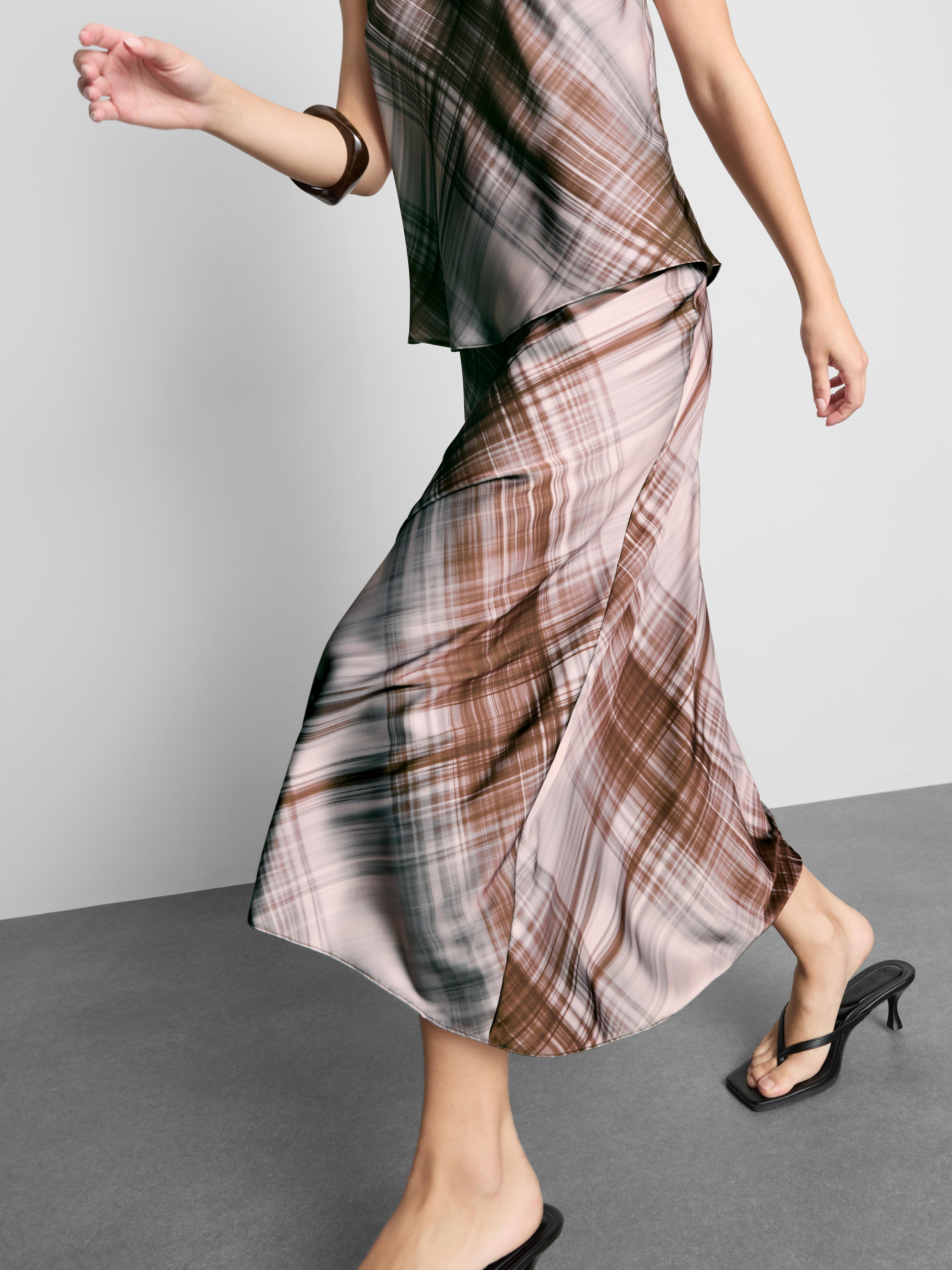 Satin Circle Midi Skirt - Multi