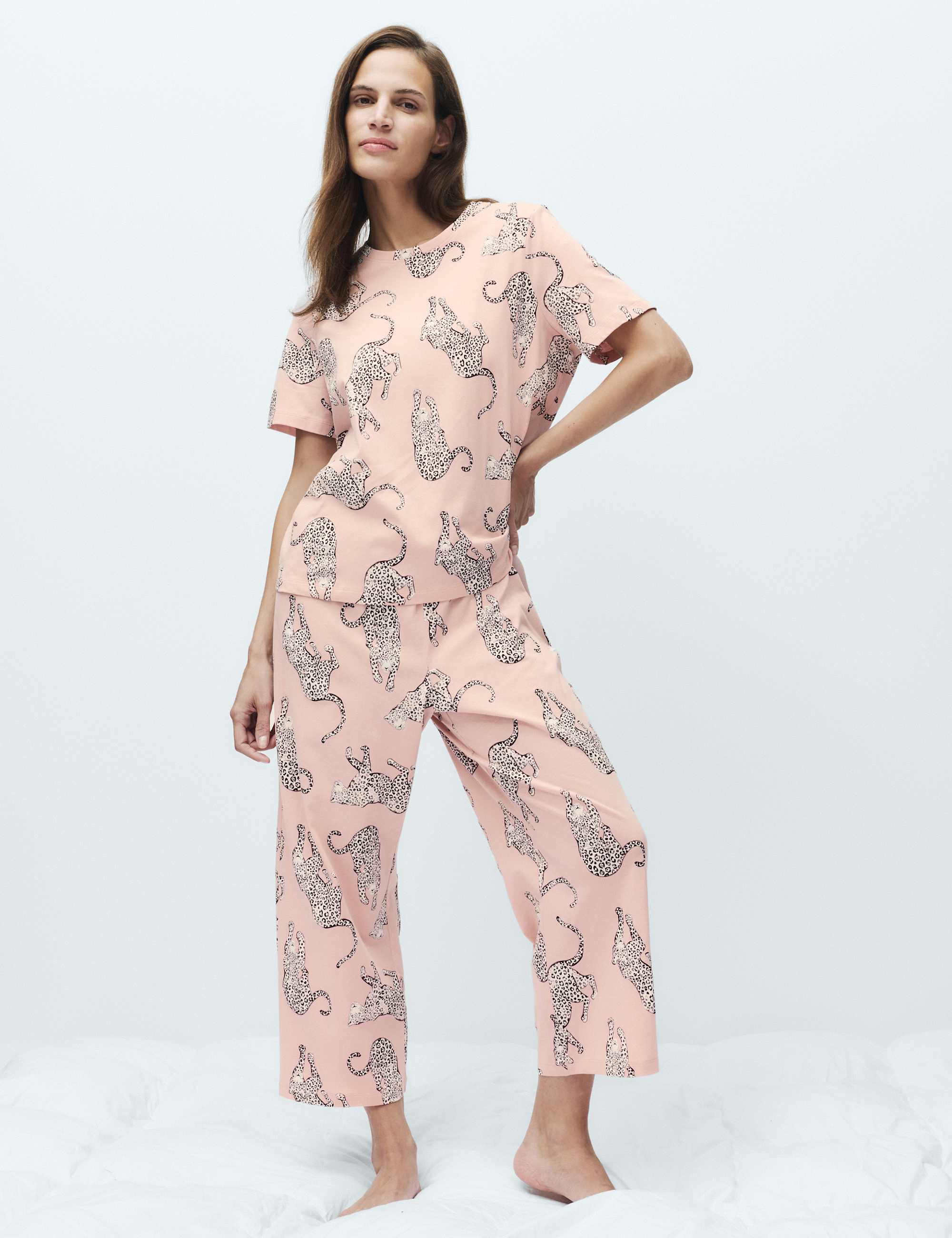 Pure Cotton Printed Cropped Pyjama Set
