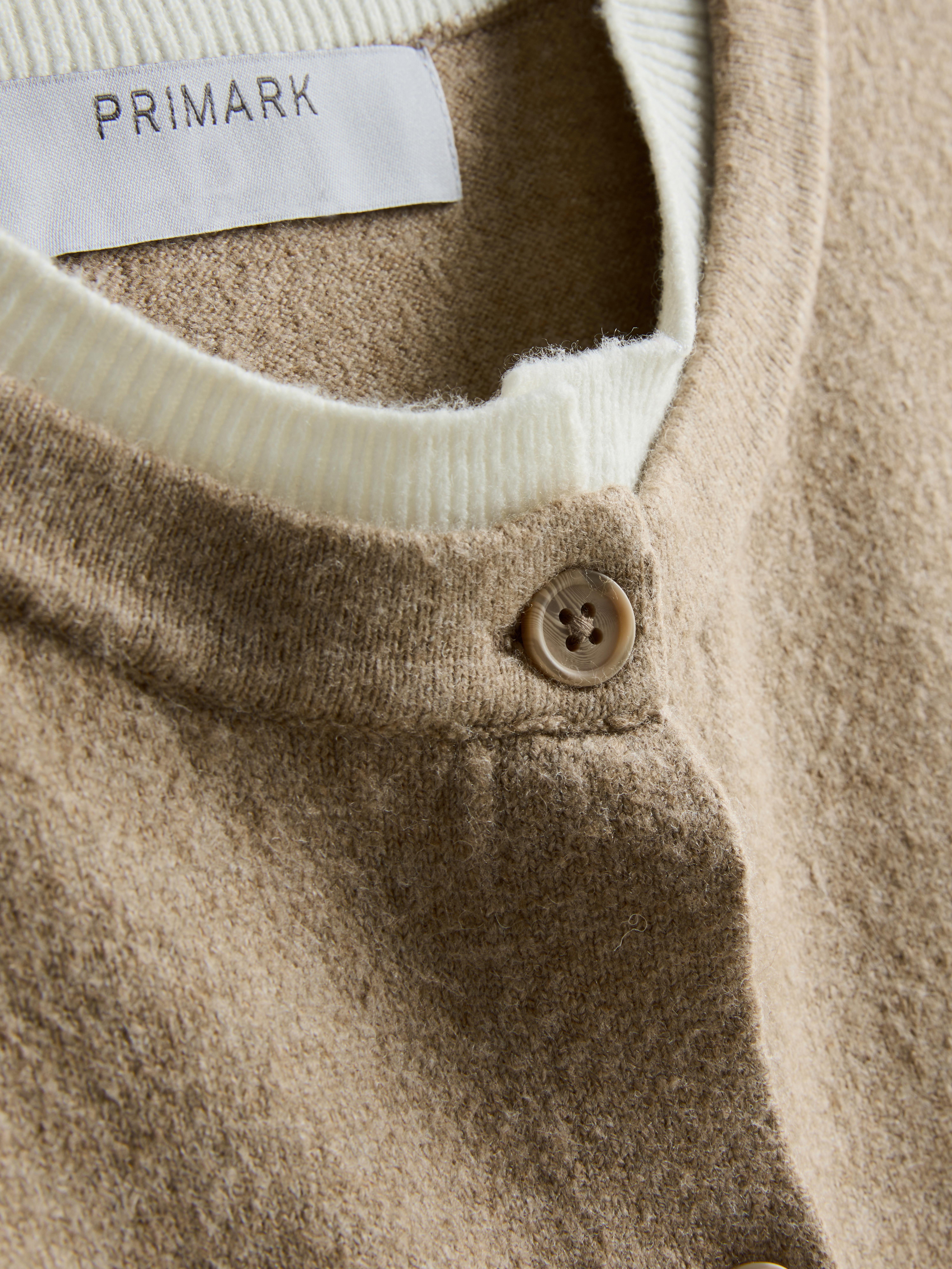 Knitted Double Layered Cardigan - Oatmeal
