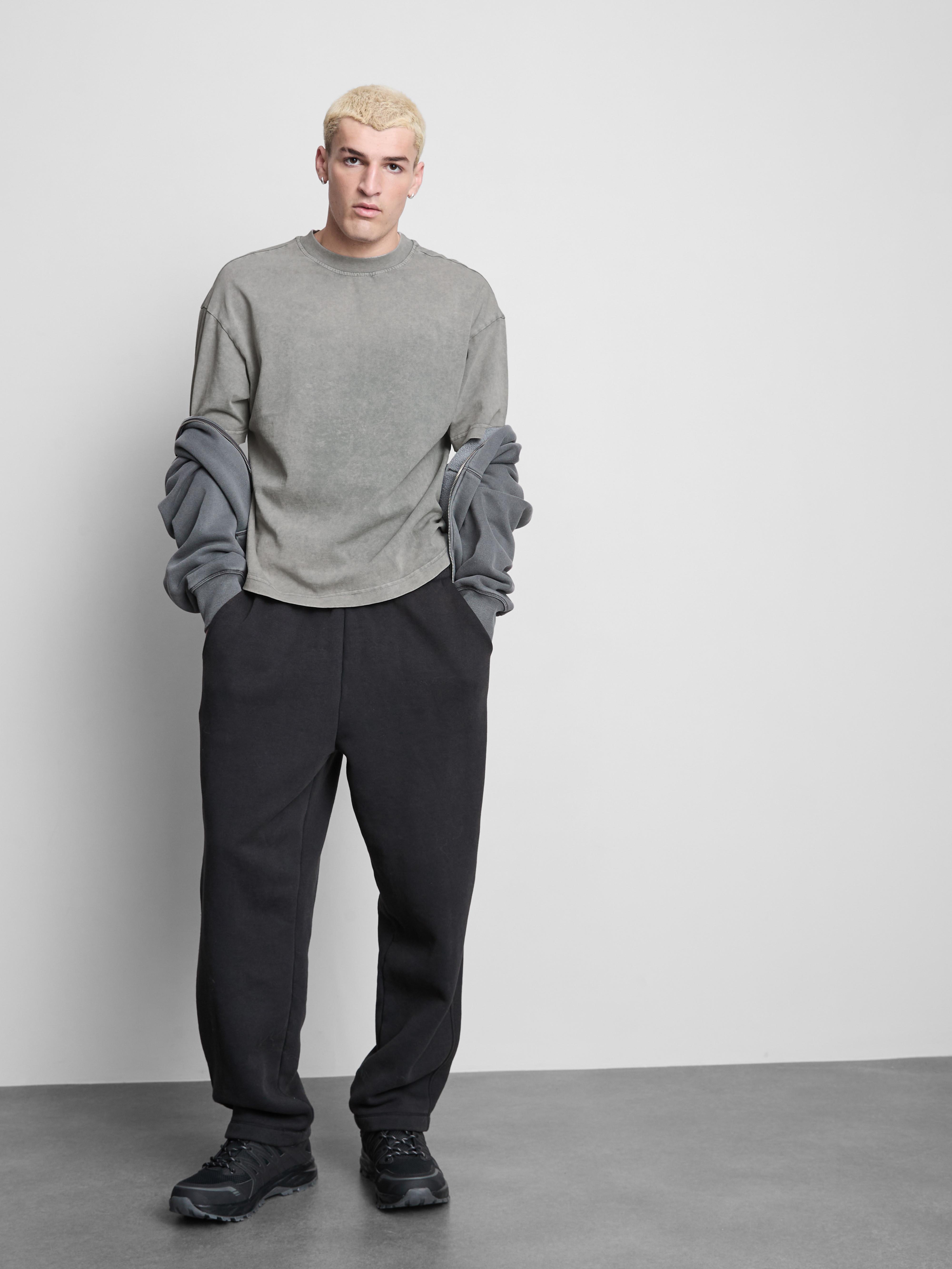 Short Sleeved Washed T-Shirt - Gray