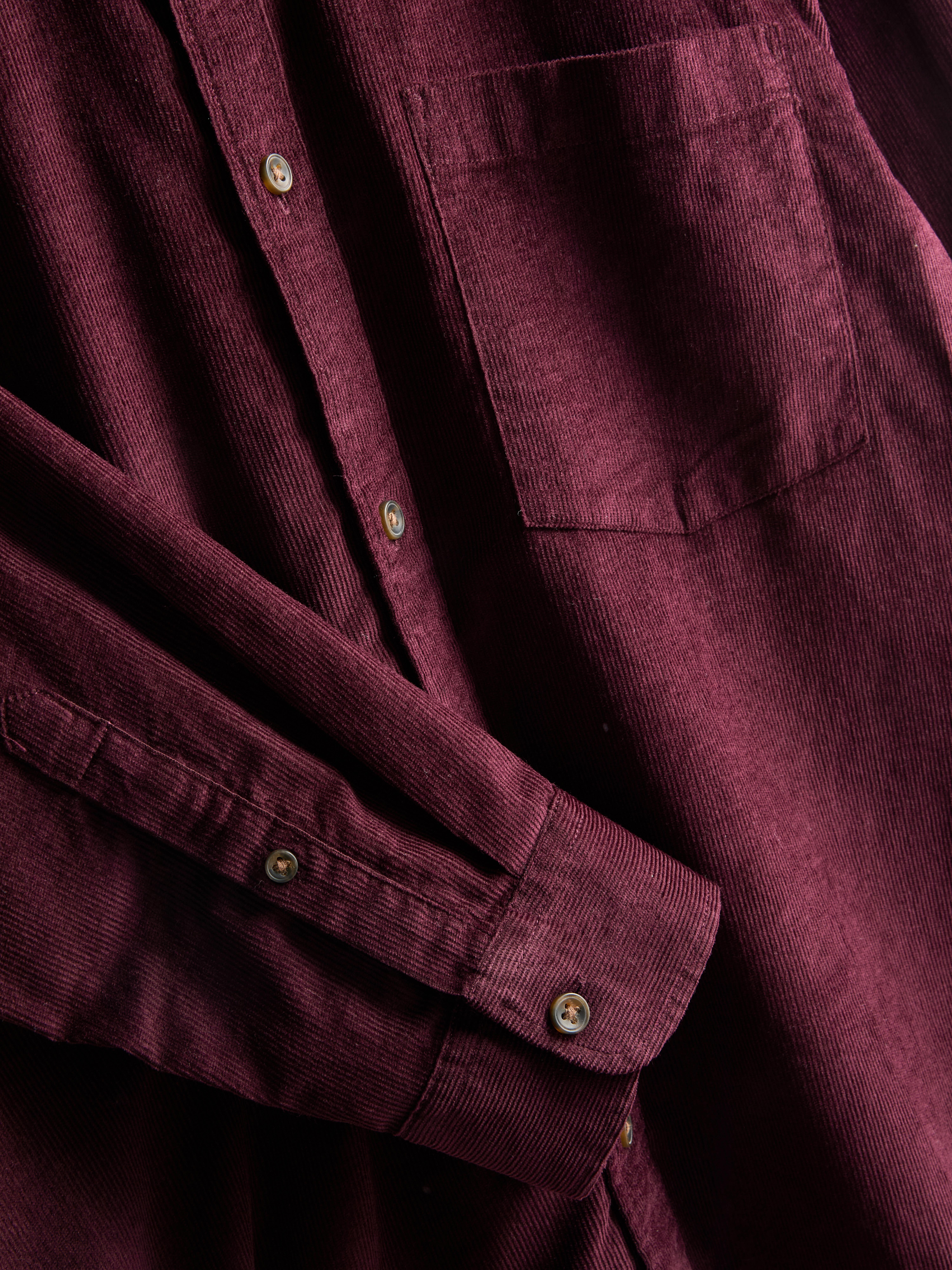 Pure Cotton Corduroy Shirt - Burgundy