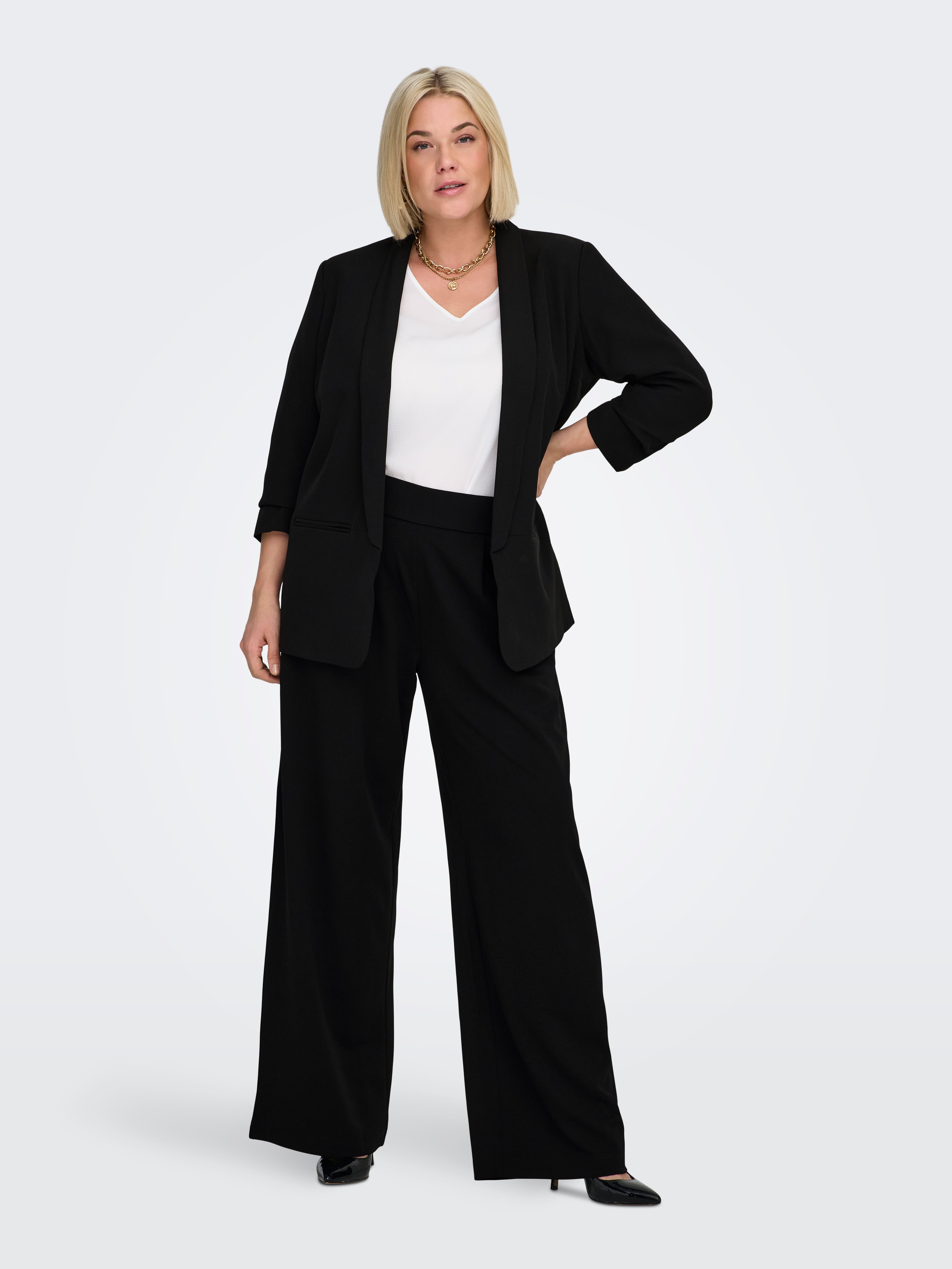 CARSTILLA Regular Fit Wide-leg trousers Black