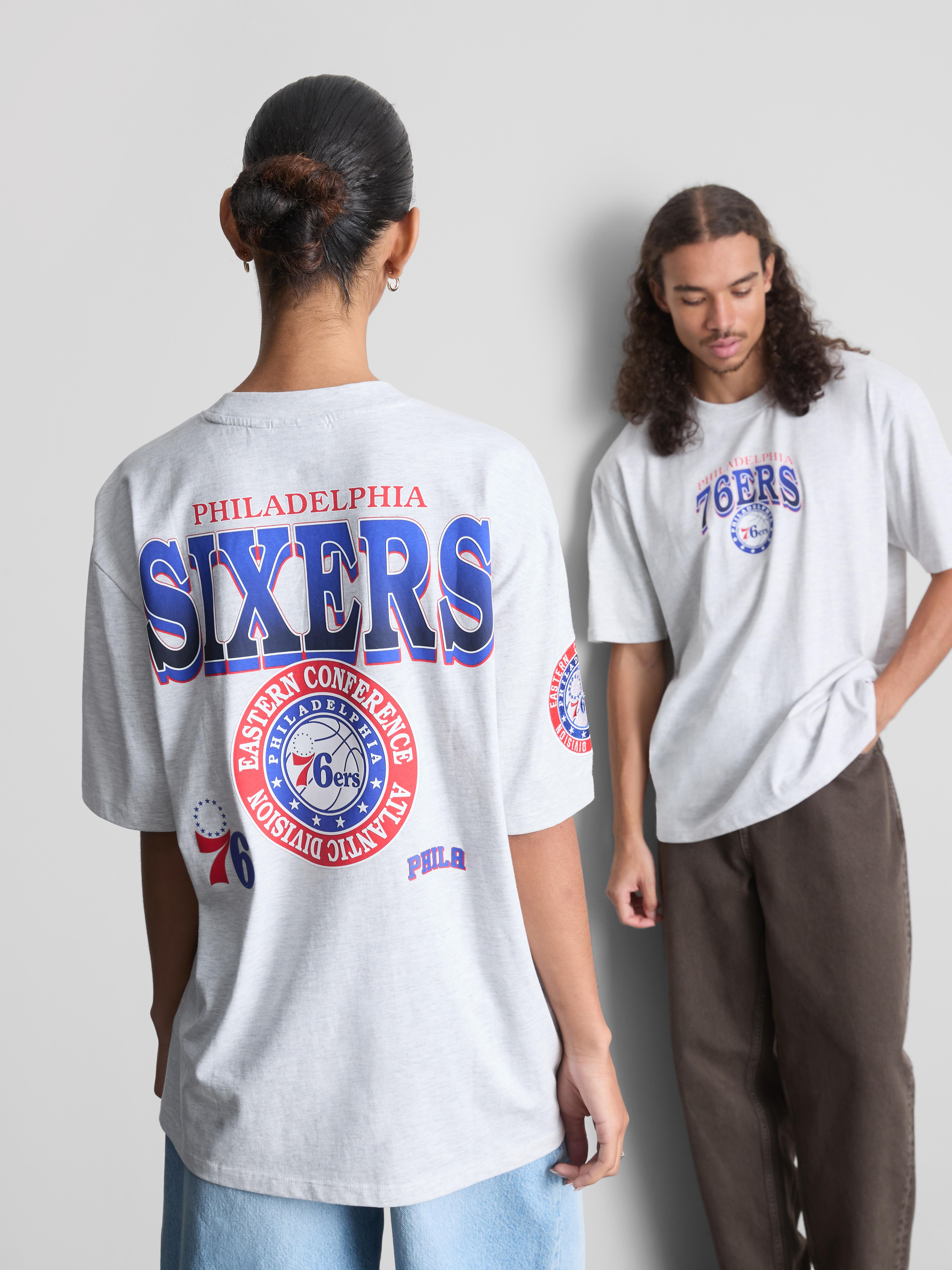 NBA Philadelphia 76ers Pure Cotton Graphic T-Shirt - Gray Heather