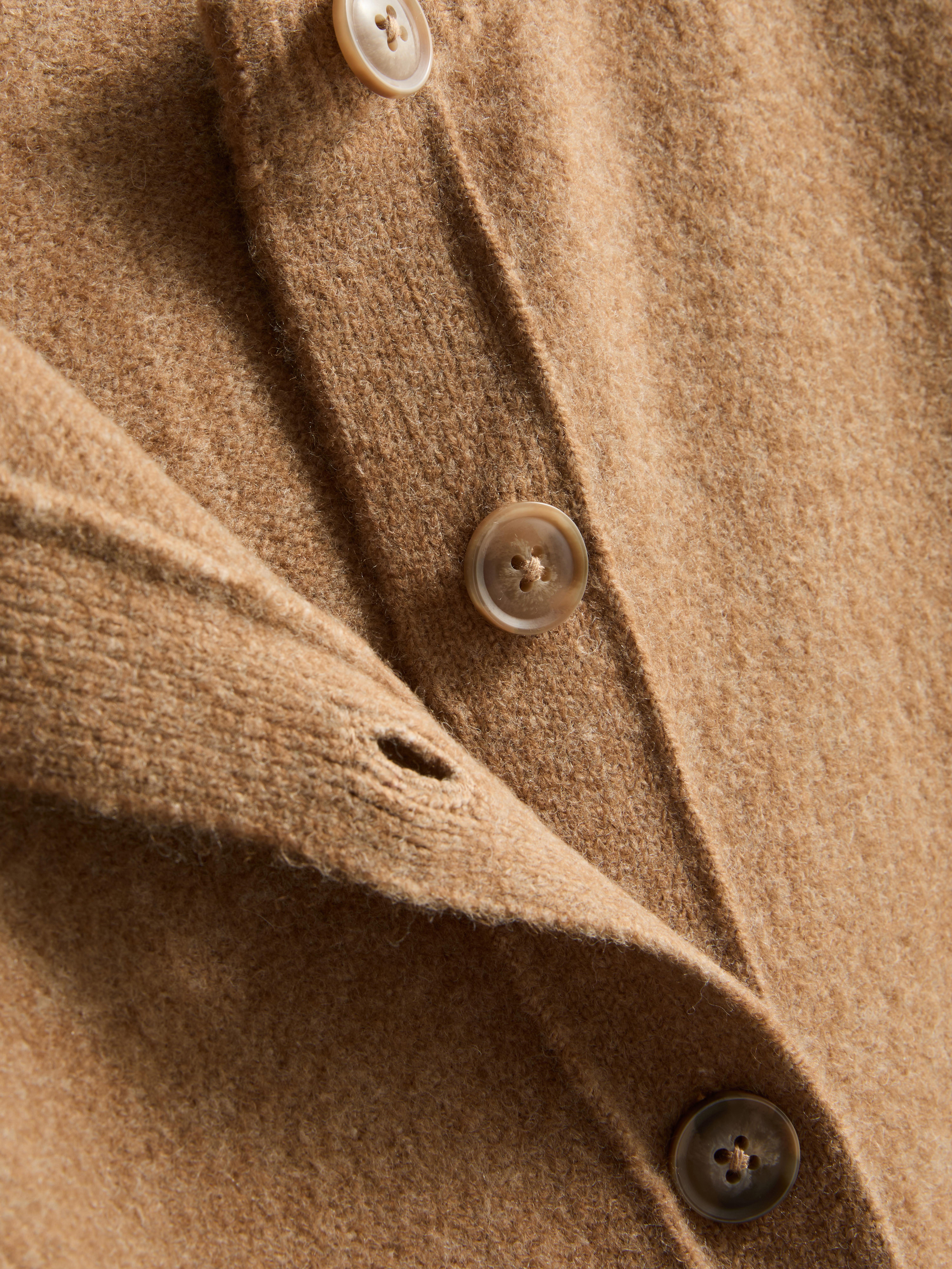 Relaxed Knitted Crew Neck Cardigan - Camel