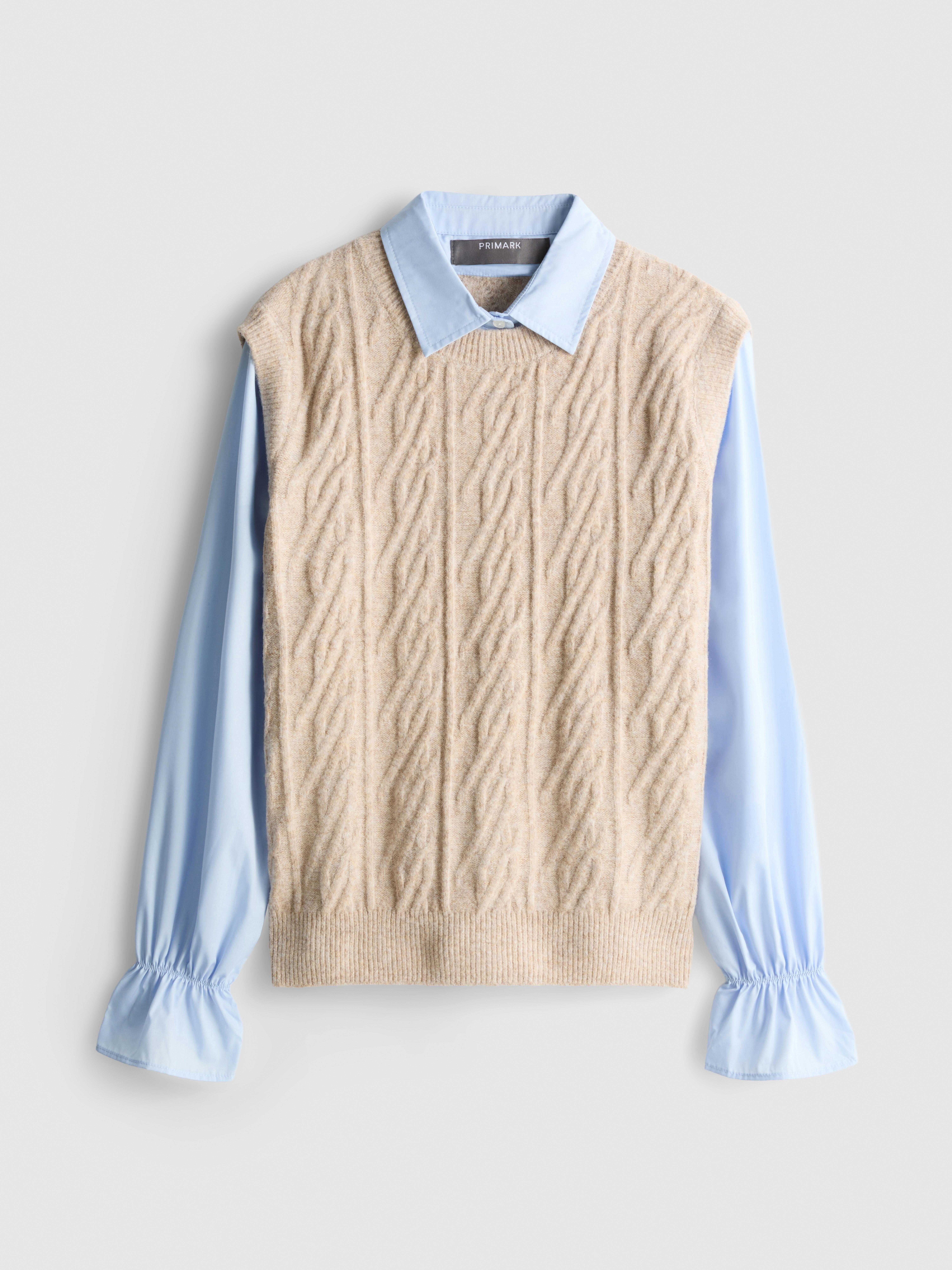 Cable Knit 2-In-1 Sweater - Oatmeal