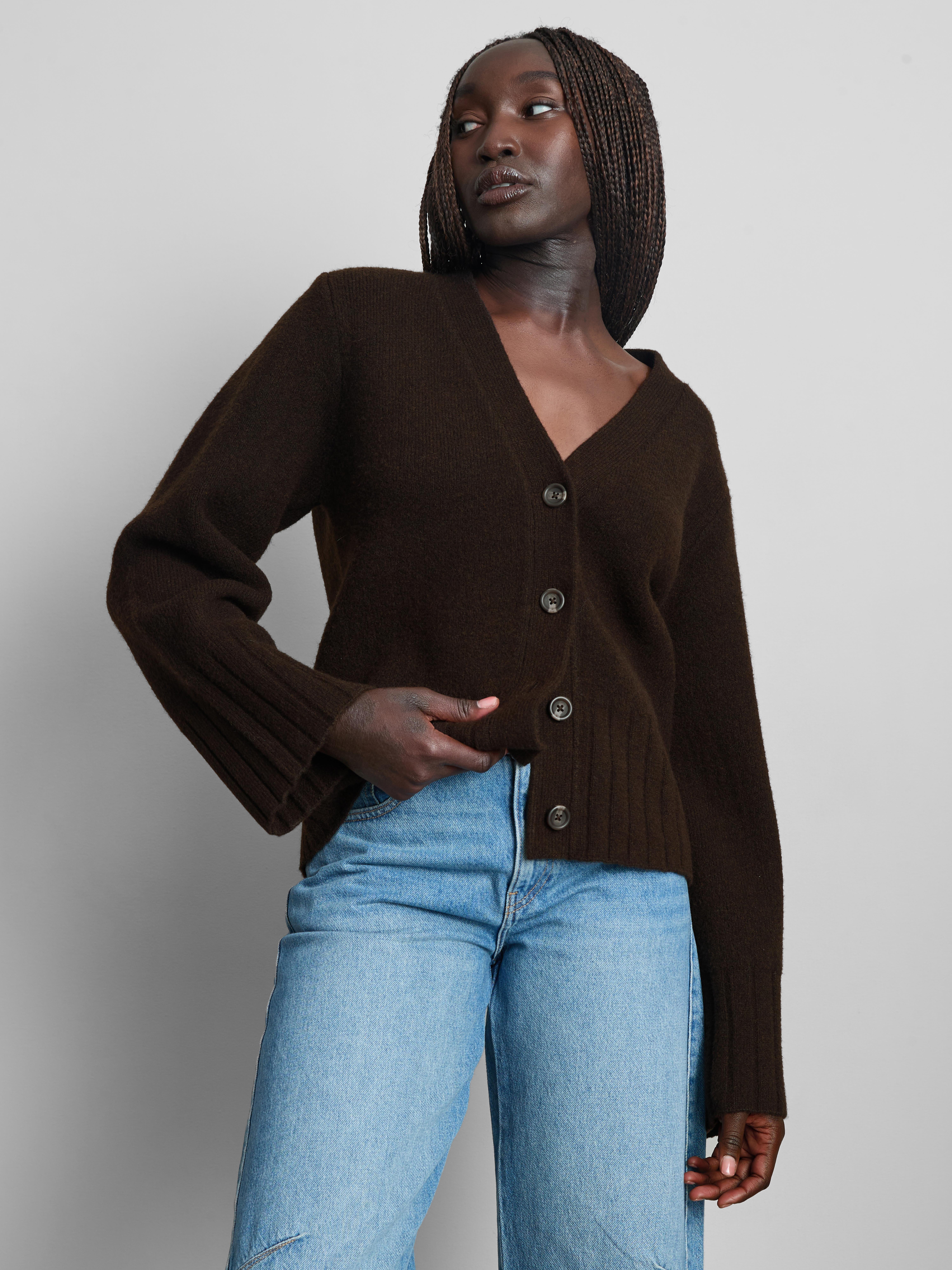 Relaxed Wide Sleeve Cardigan - Chocolate