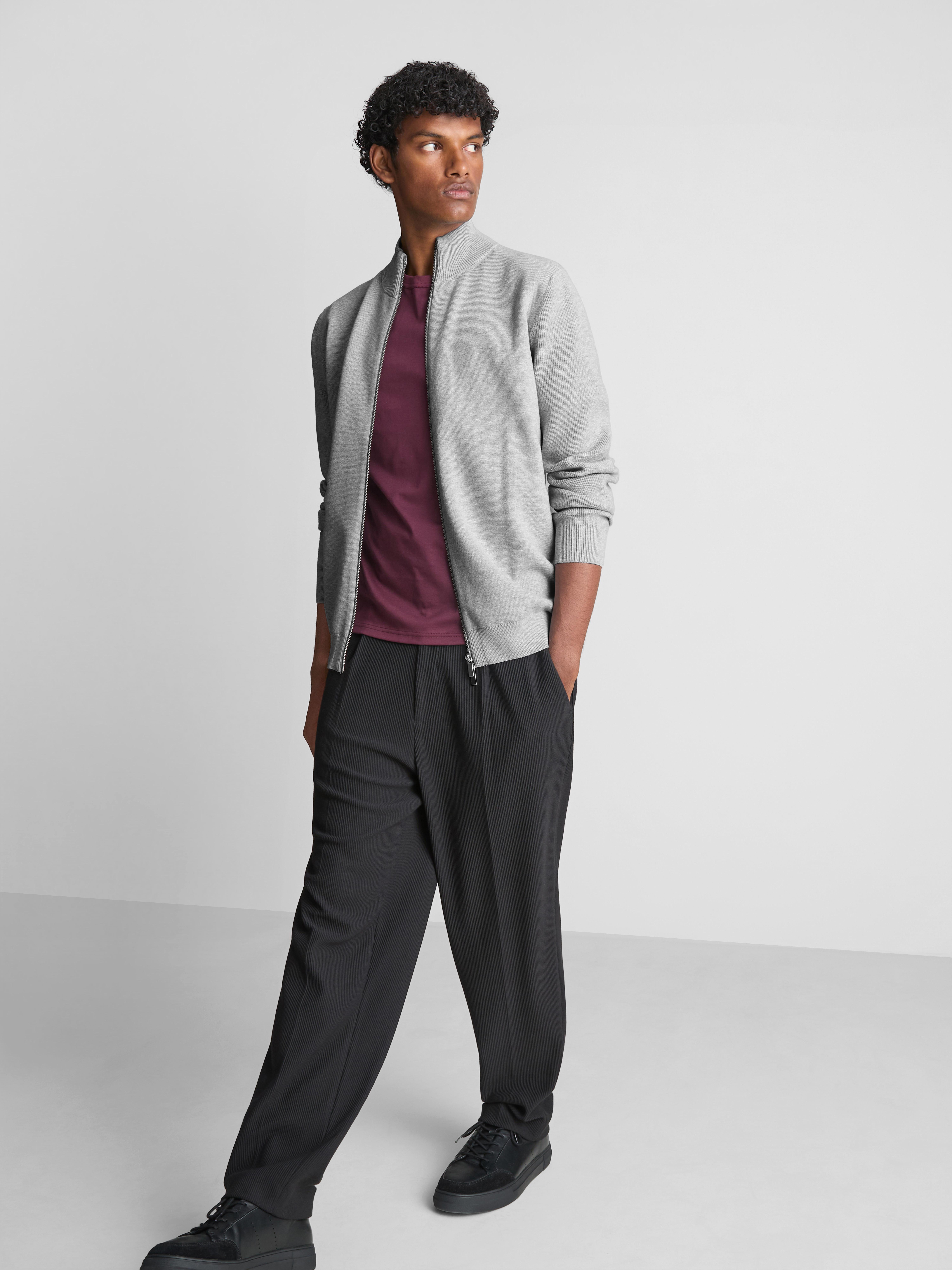 The Edit High-Neck Cardigan - Gray