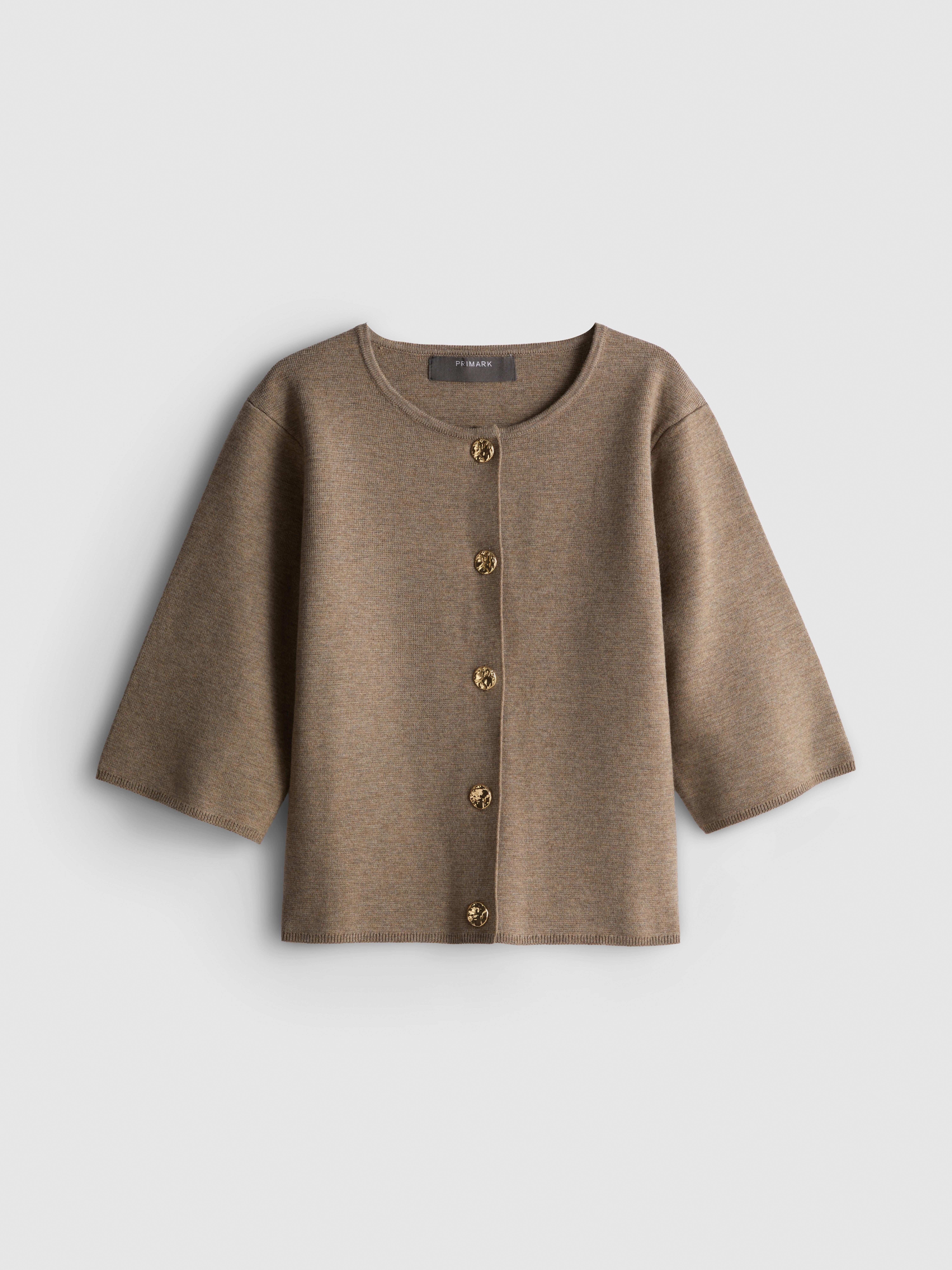 Boxy Roundneck Cardigan - Taupe