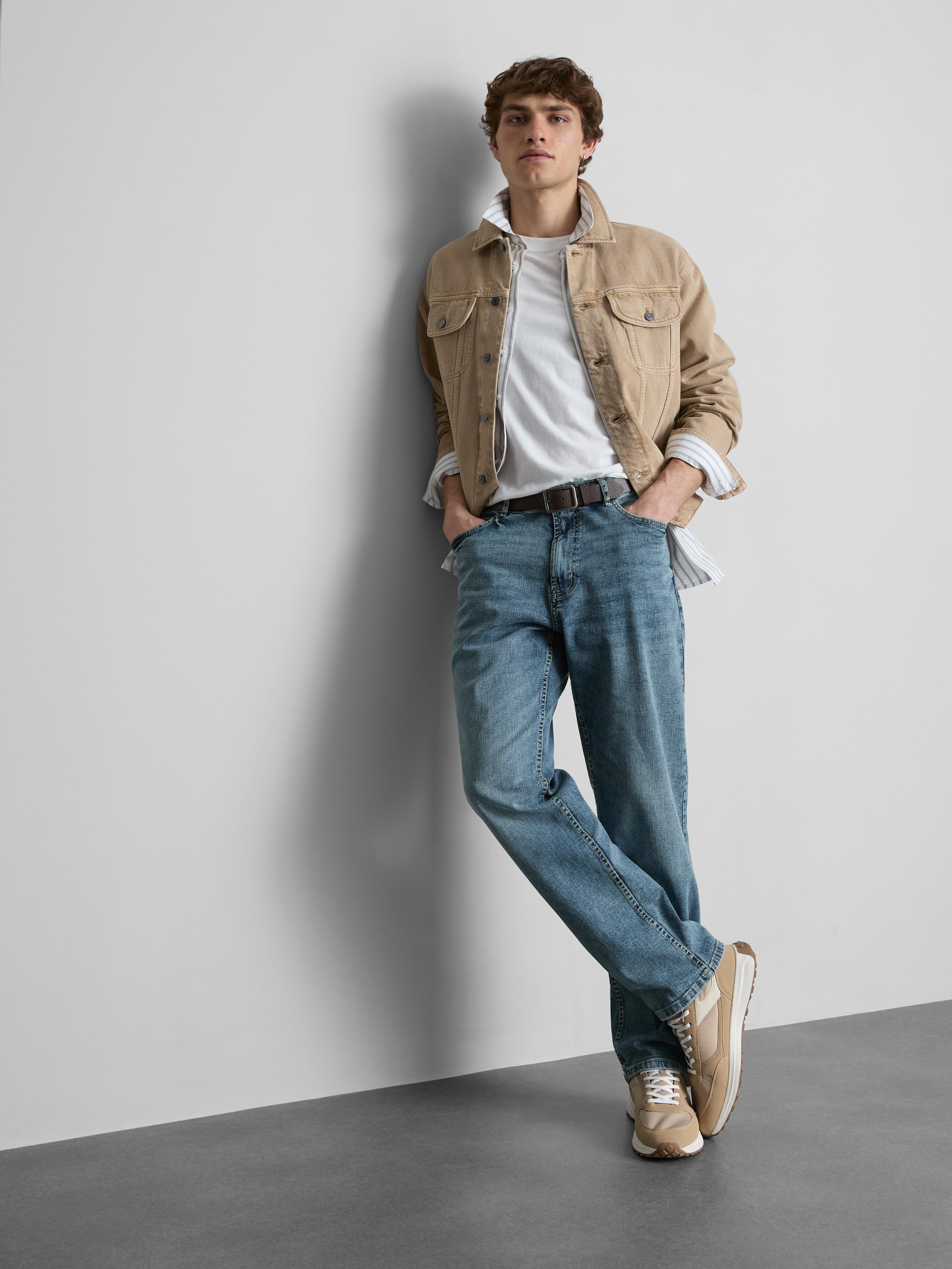 Stretch Straight Leg Jeans - Mid Blue
