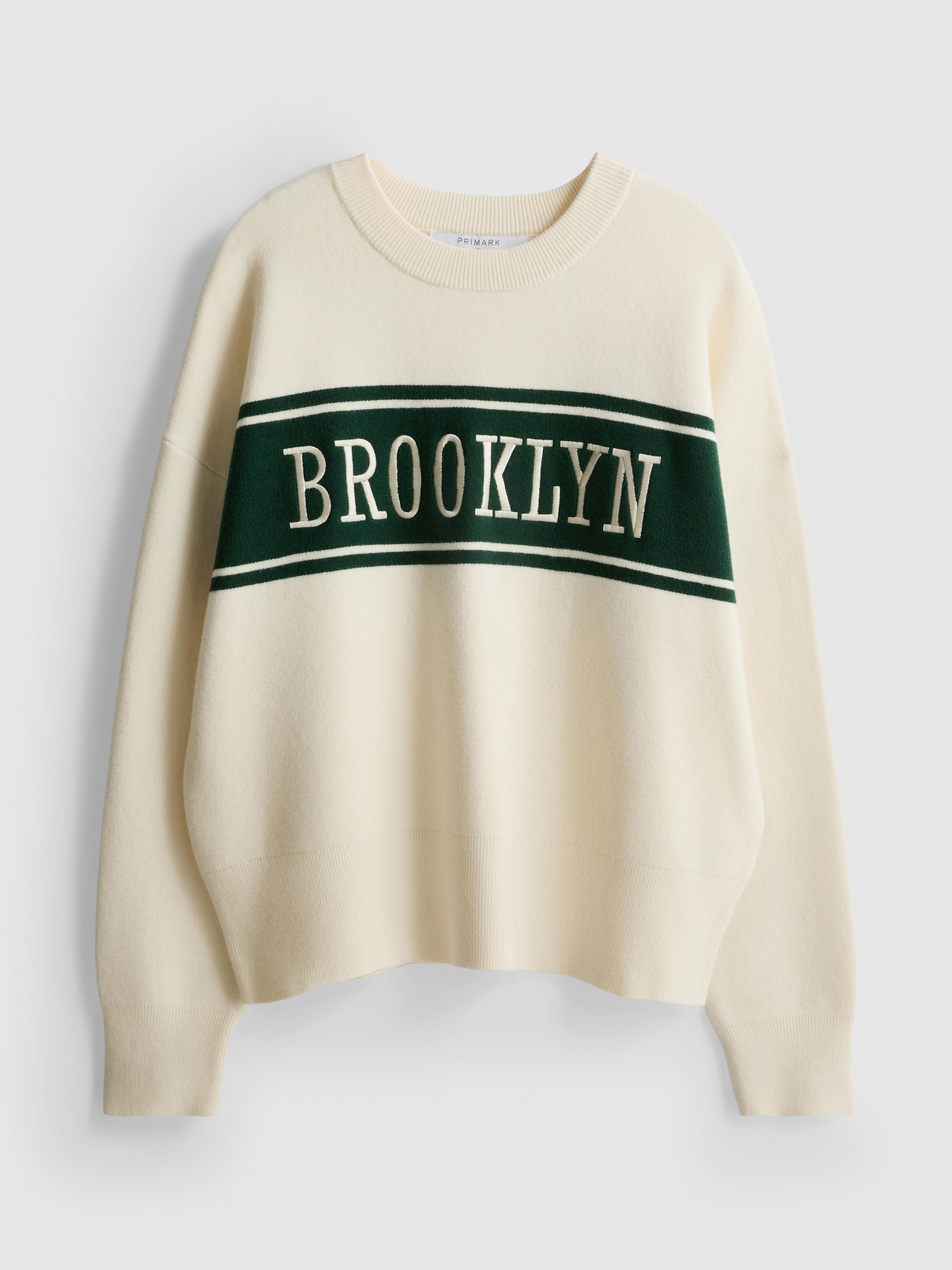 Knitted Crewneck Slogan Sweater - Ivory