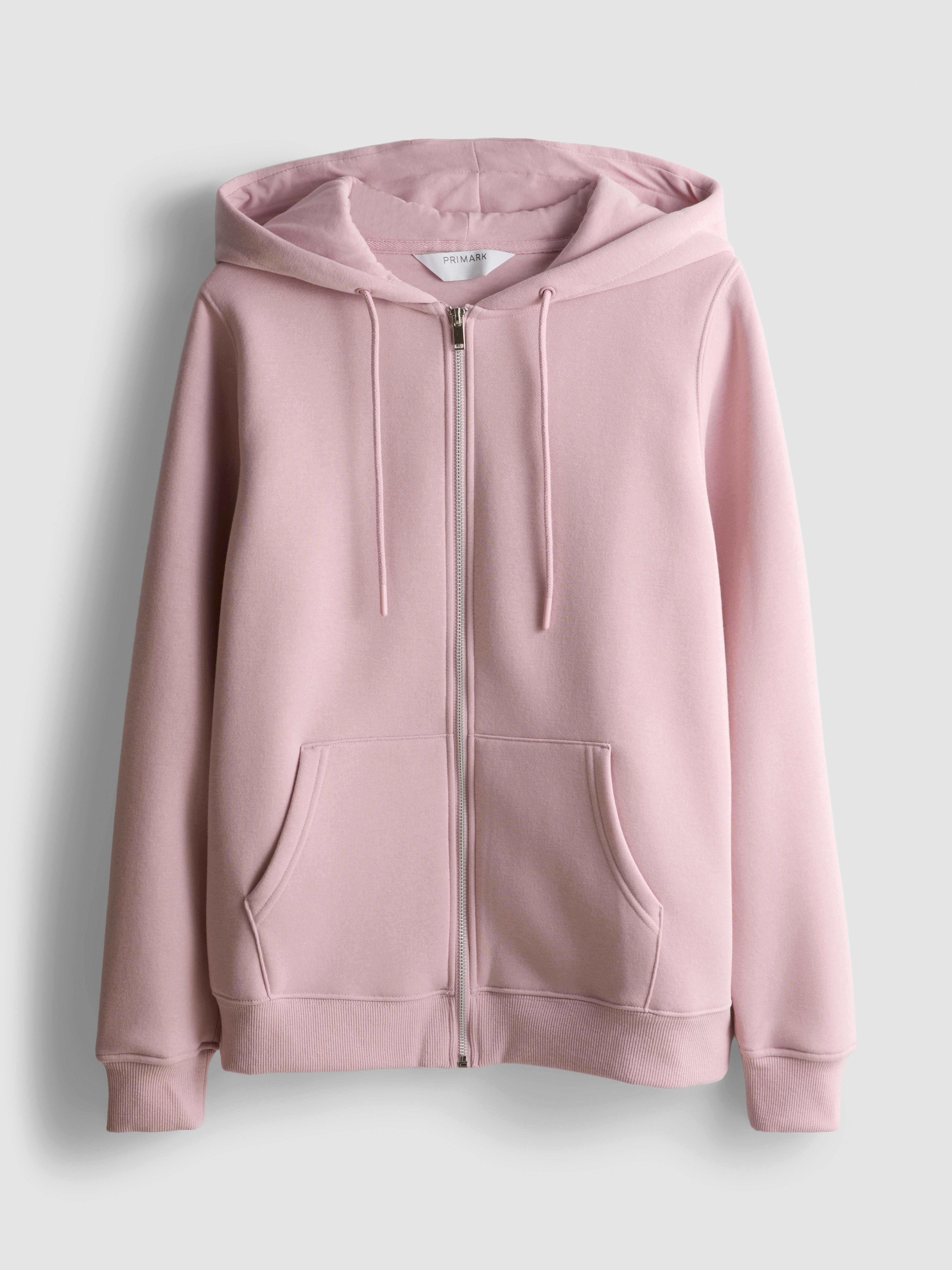 Essential Cotton Blend Zip Through Hoodie - Light Pink
