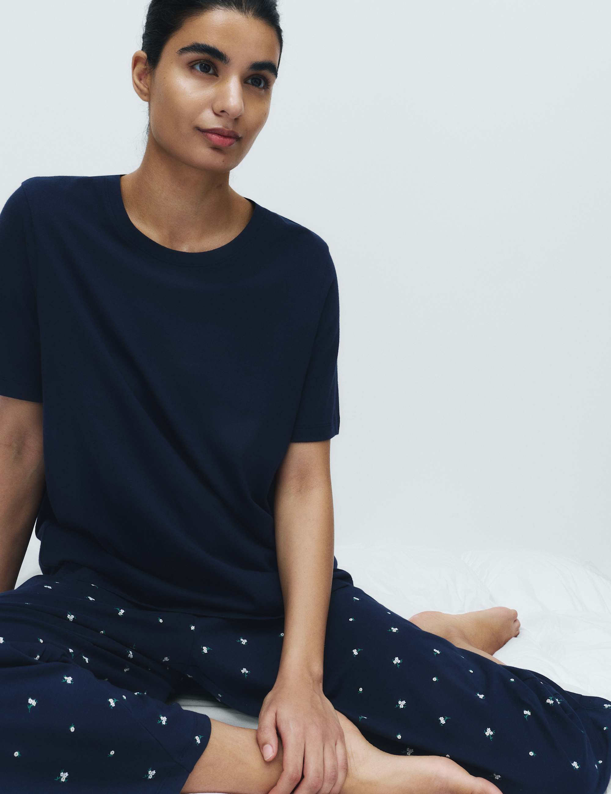 Cotton Rich Printed Cropped Pyjama Set