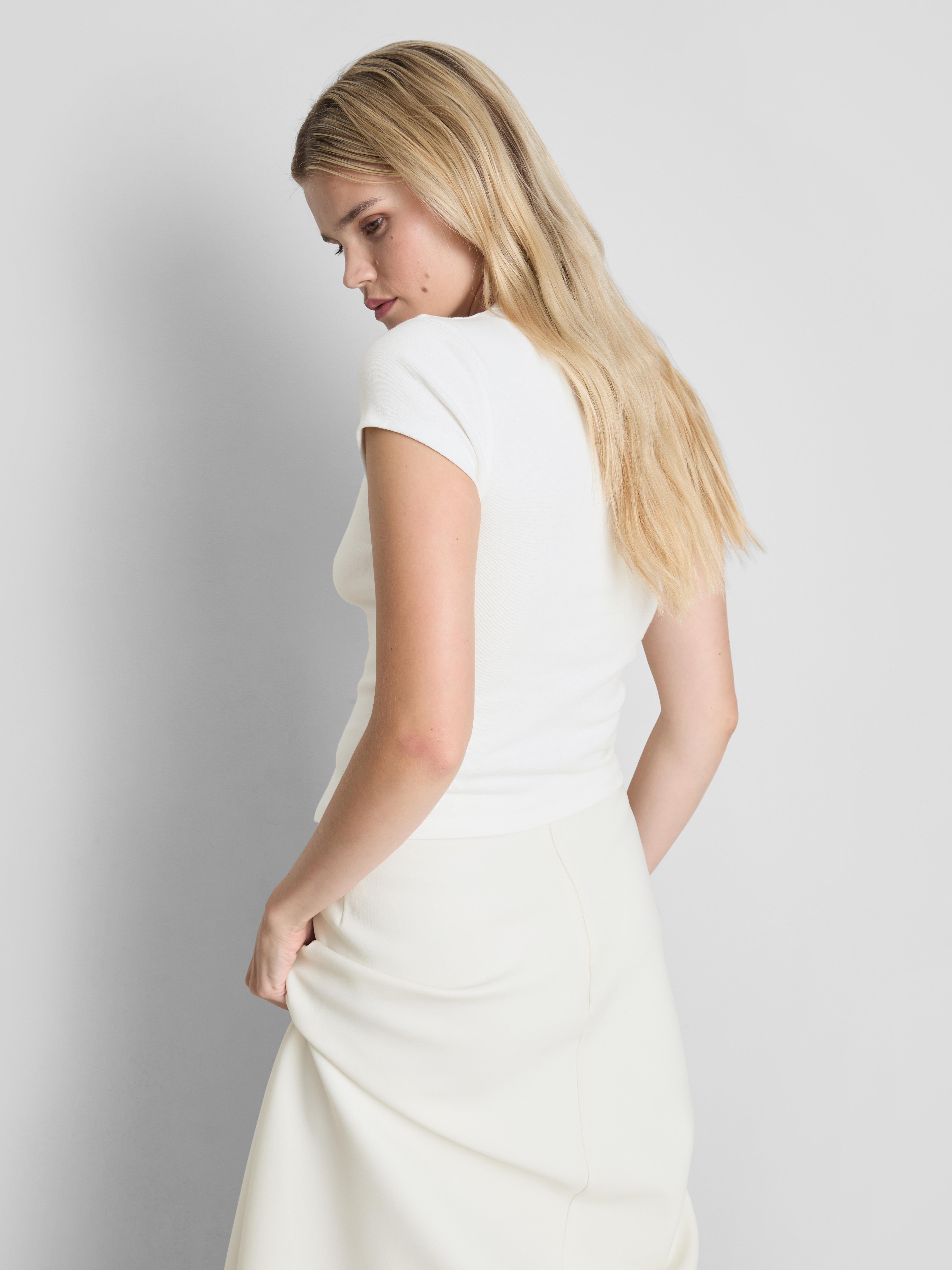 Cotton Rich Button-Up T-Shirt - White