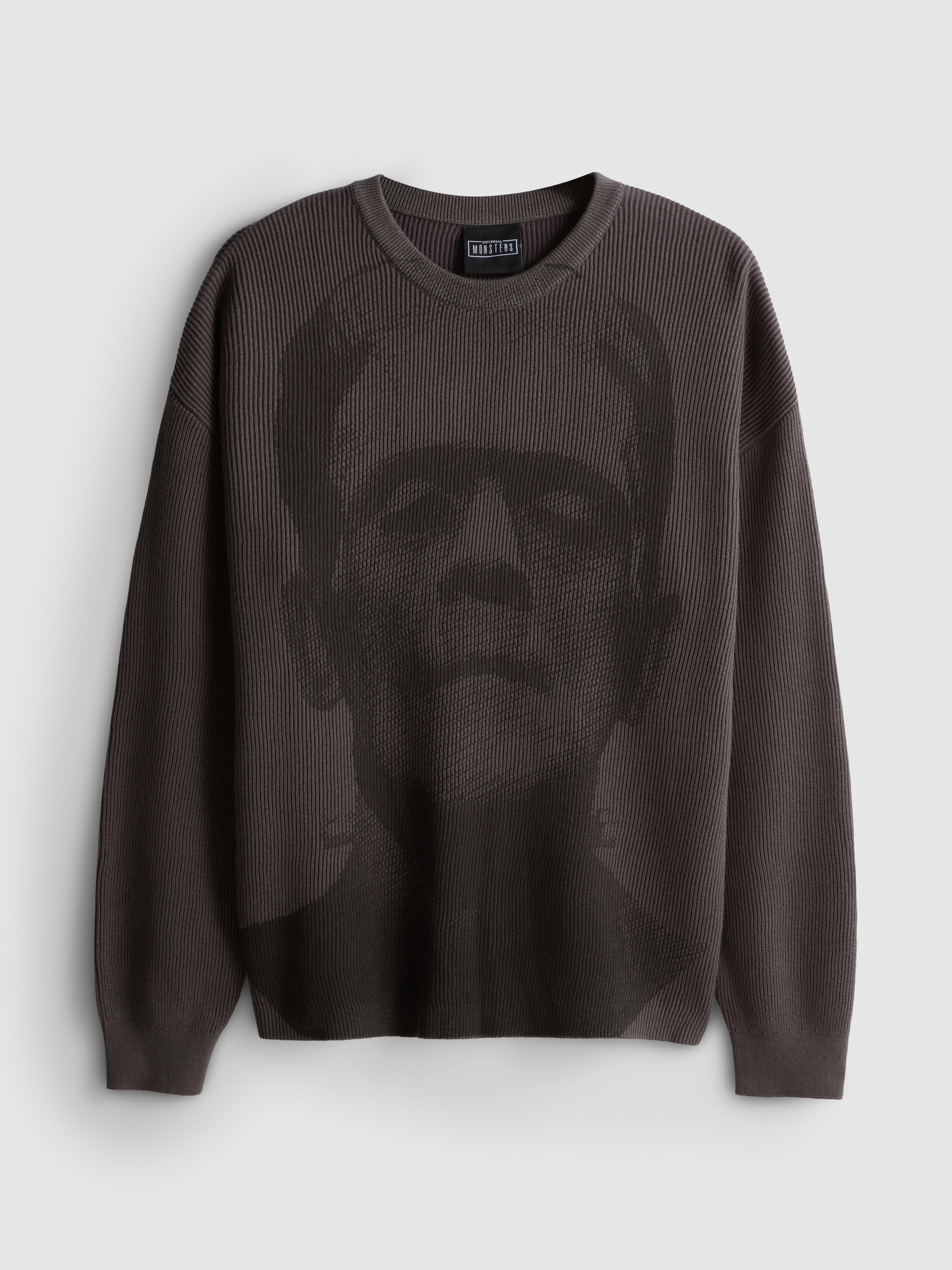 Frankenstein Pure Cotton Graphic Sweater - Gray