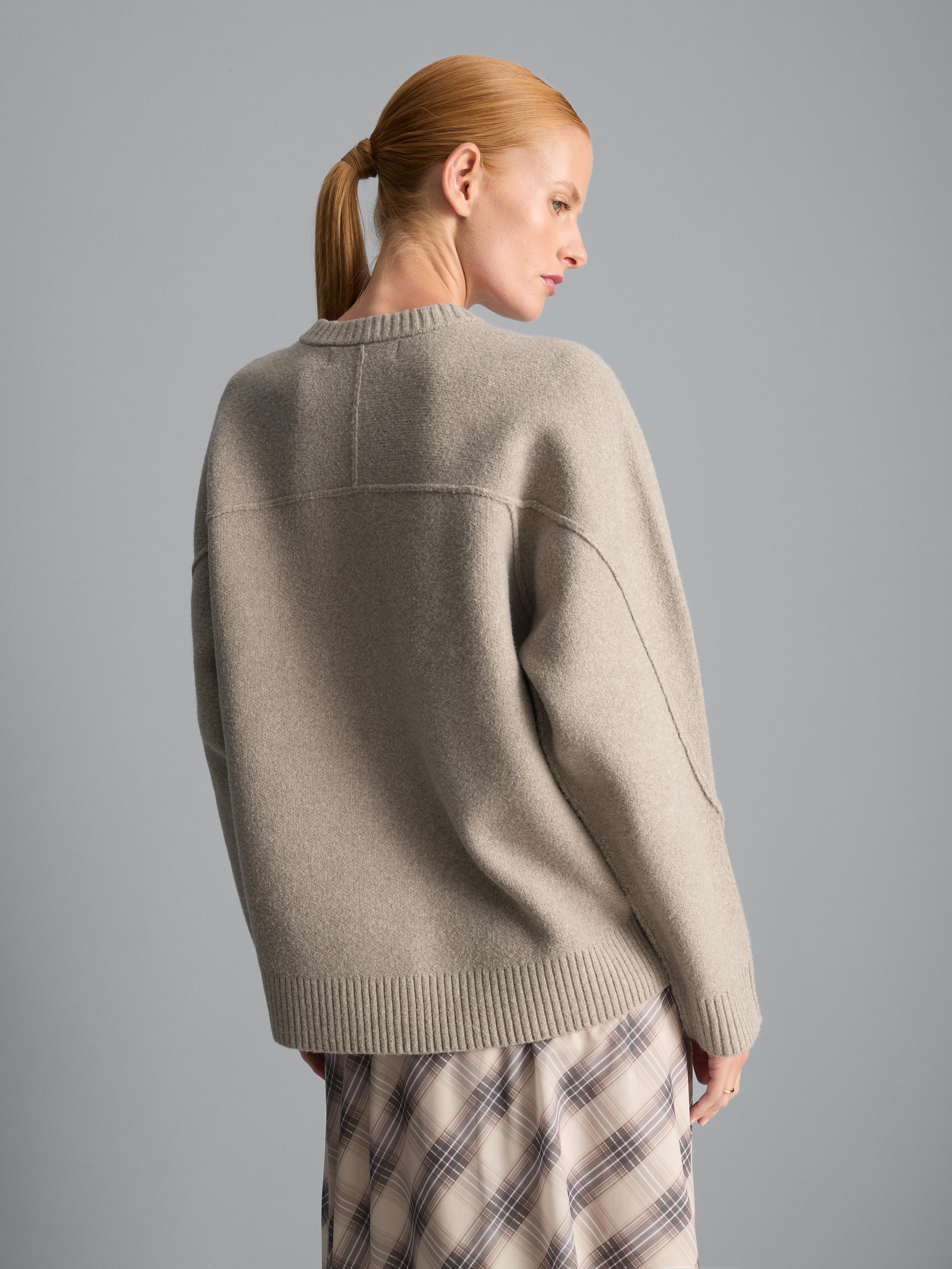 Relaxed Seam Detail Cardigan - Mocha