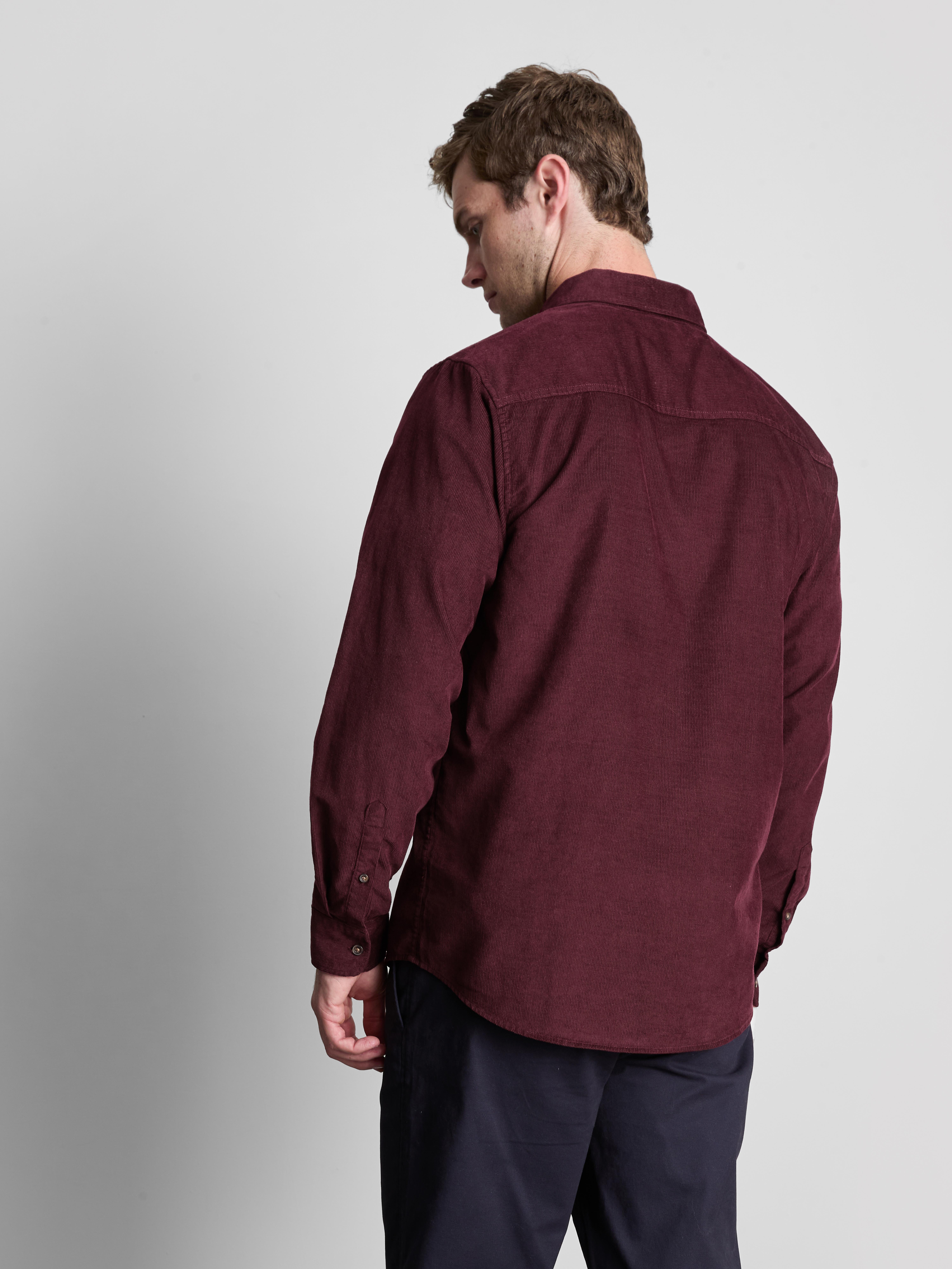 Pure Cotton Corduroy Shirt - Burgundy