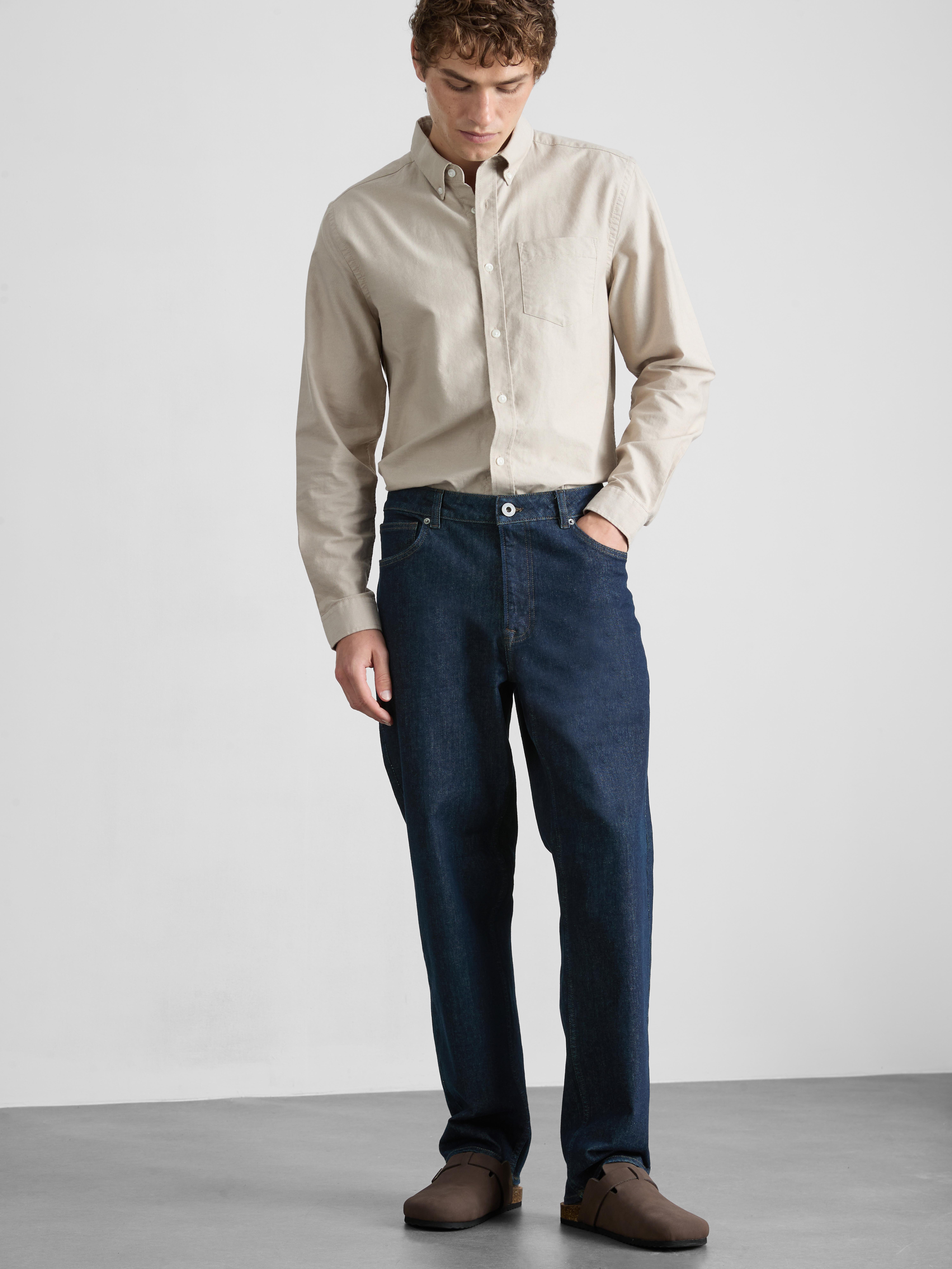 Mid-Rise Straight-Leg Jeans - Dark Blue