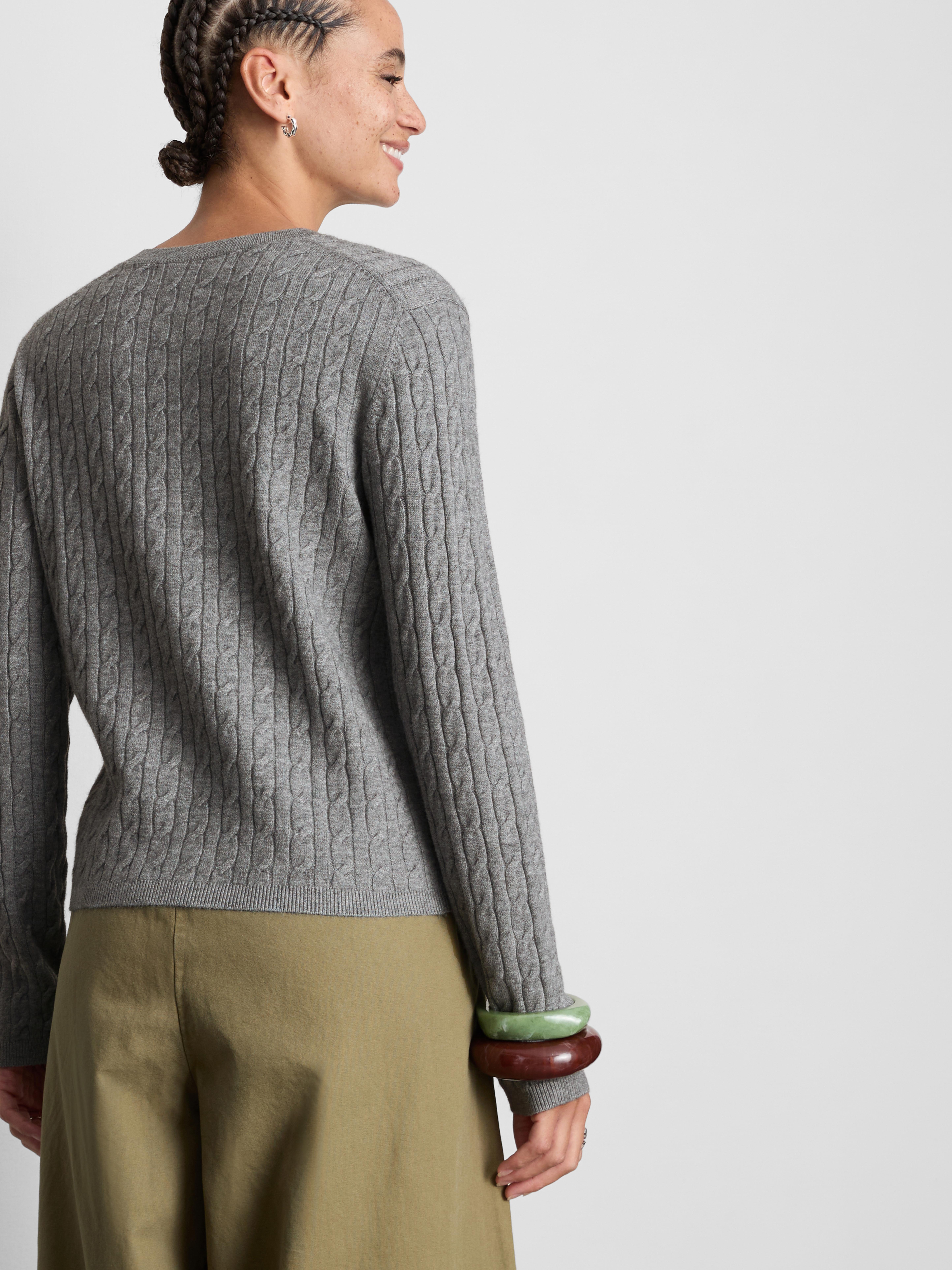 Cable Knit Cardigan - Gray