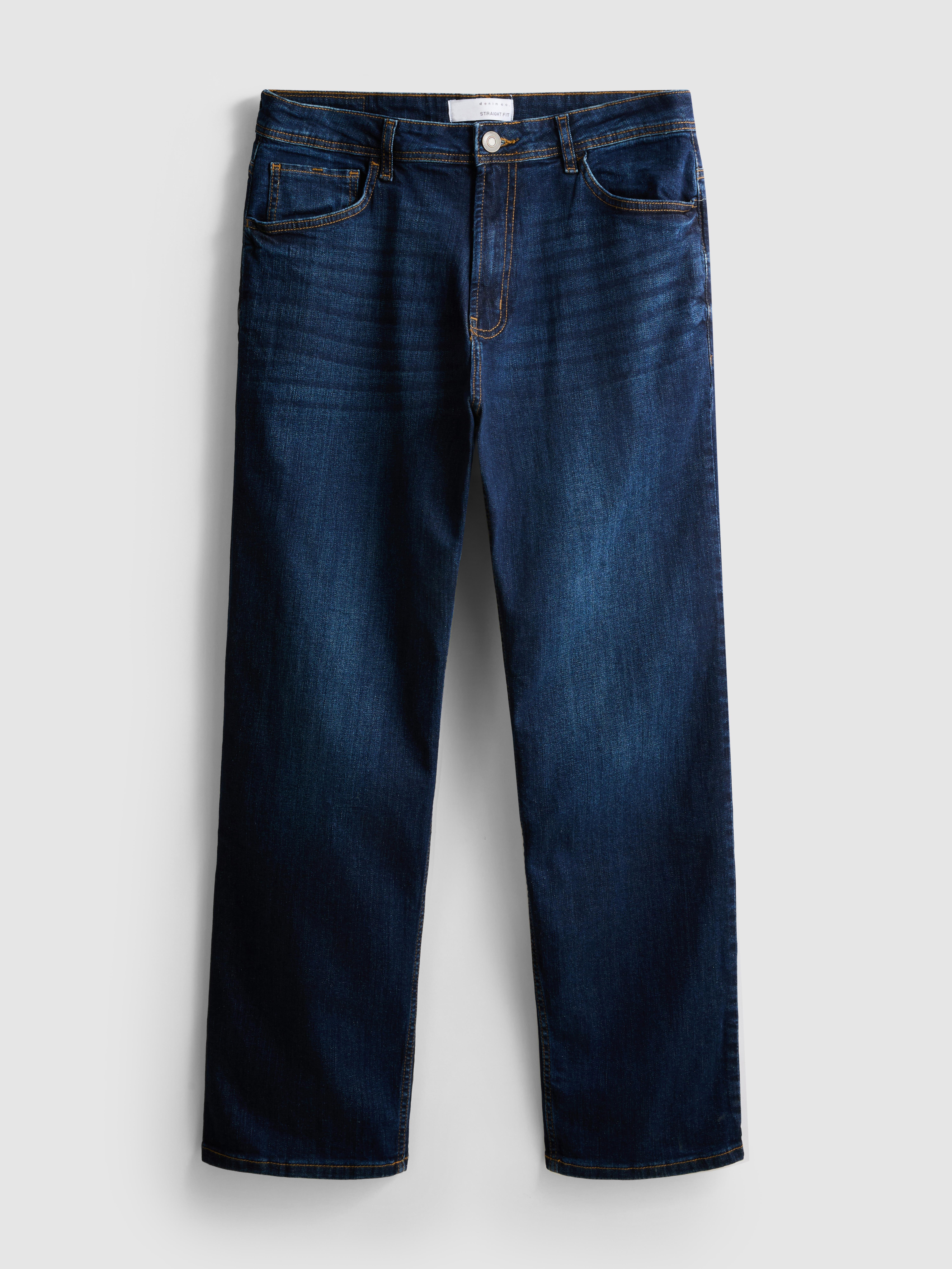 Stretch Straight Leg Jeans - Dark Blue