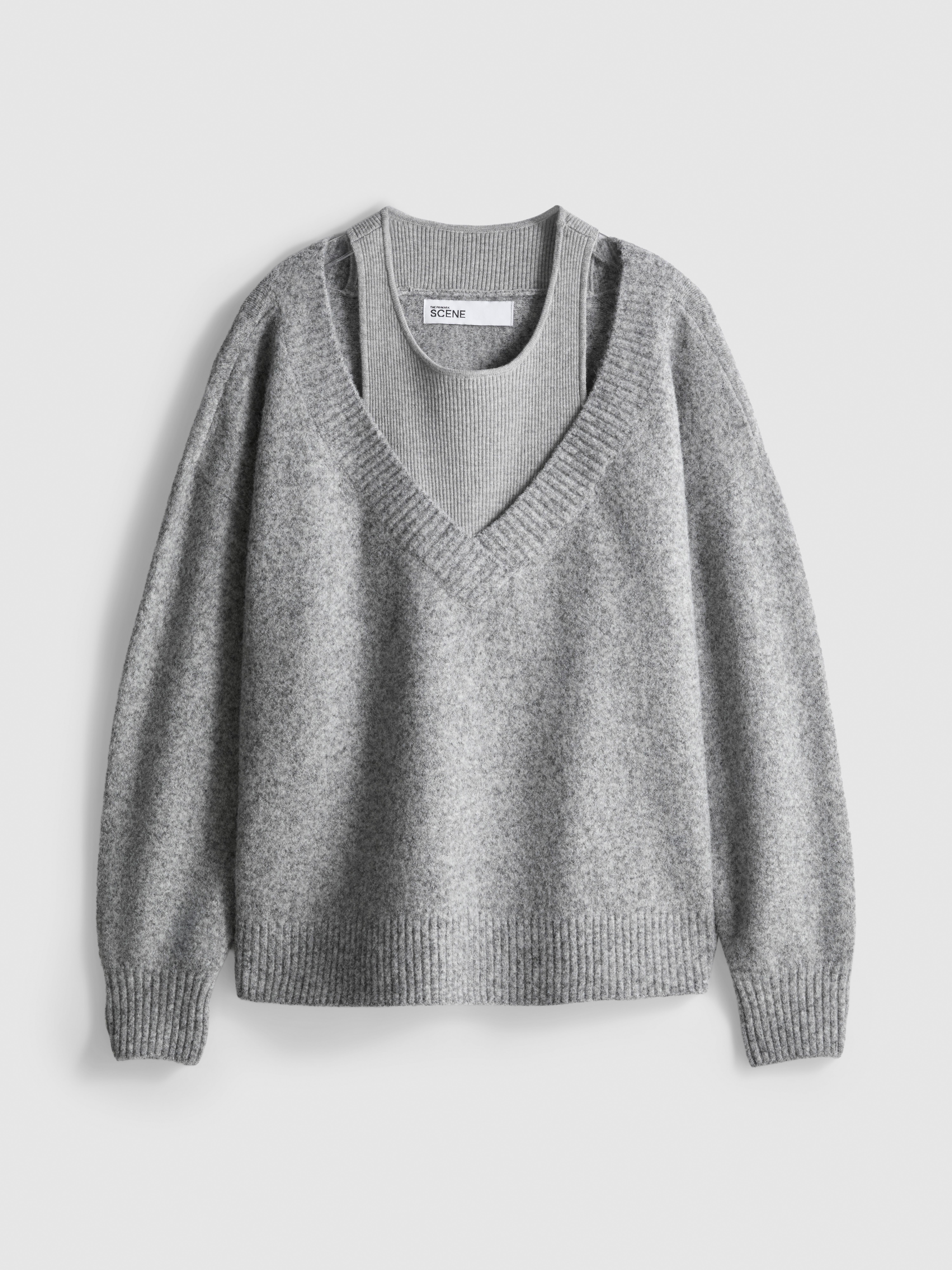 The Primark Scene | Double-Layered Knitted Sweater - Light Gray