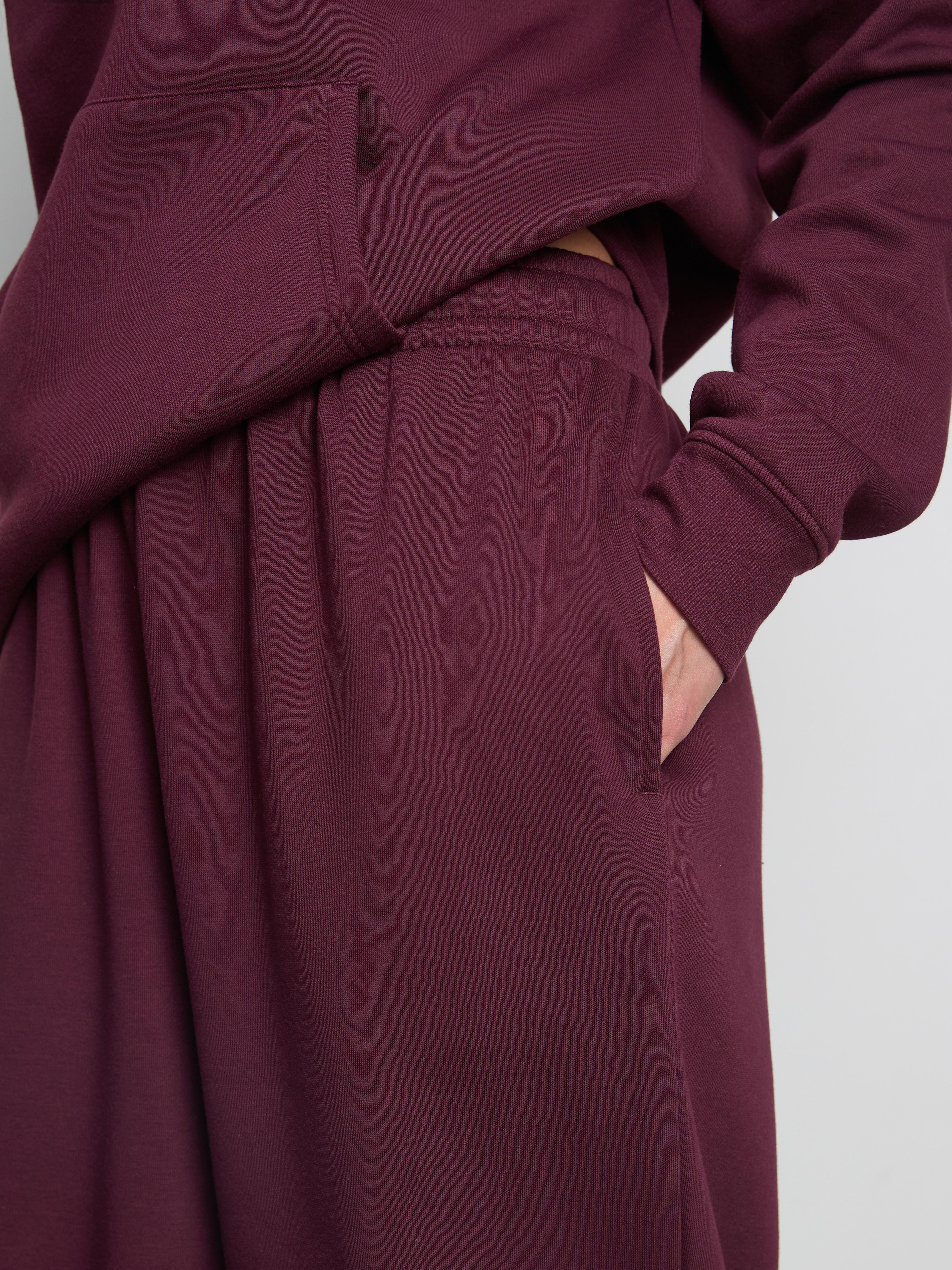 Cotton Blend Cuffed Joggers - Burgundy