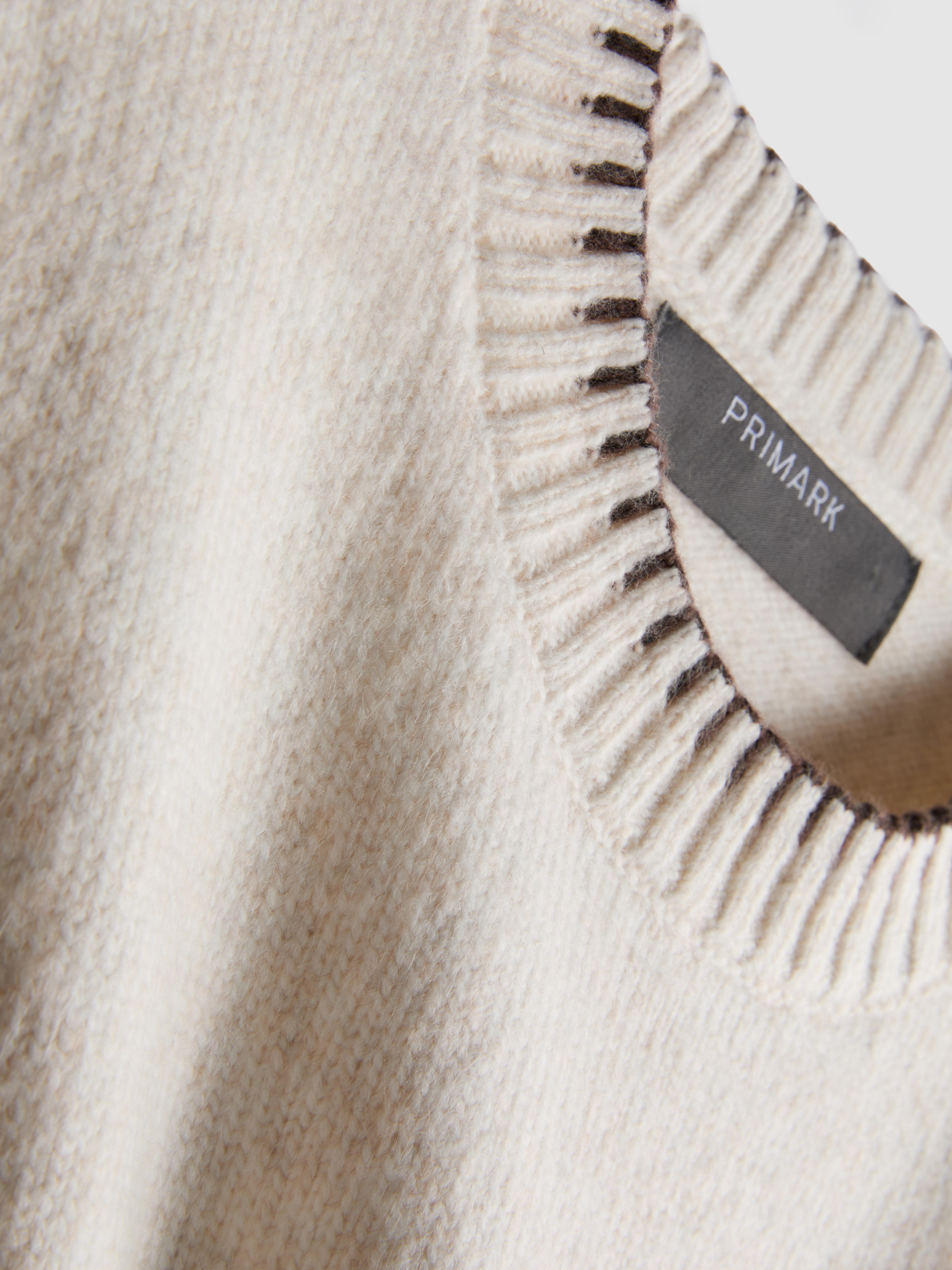 Knitted Stitch-Detail Crewneck Sweater - Ivory