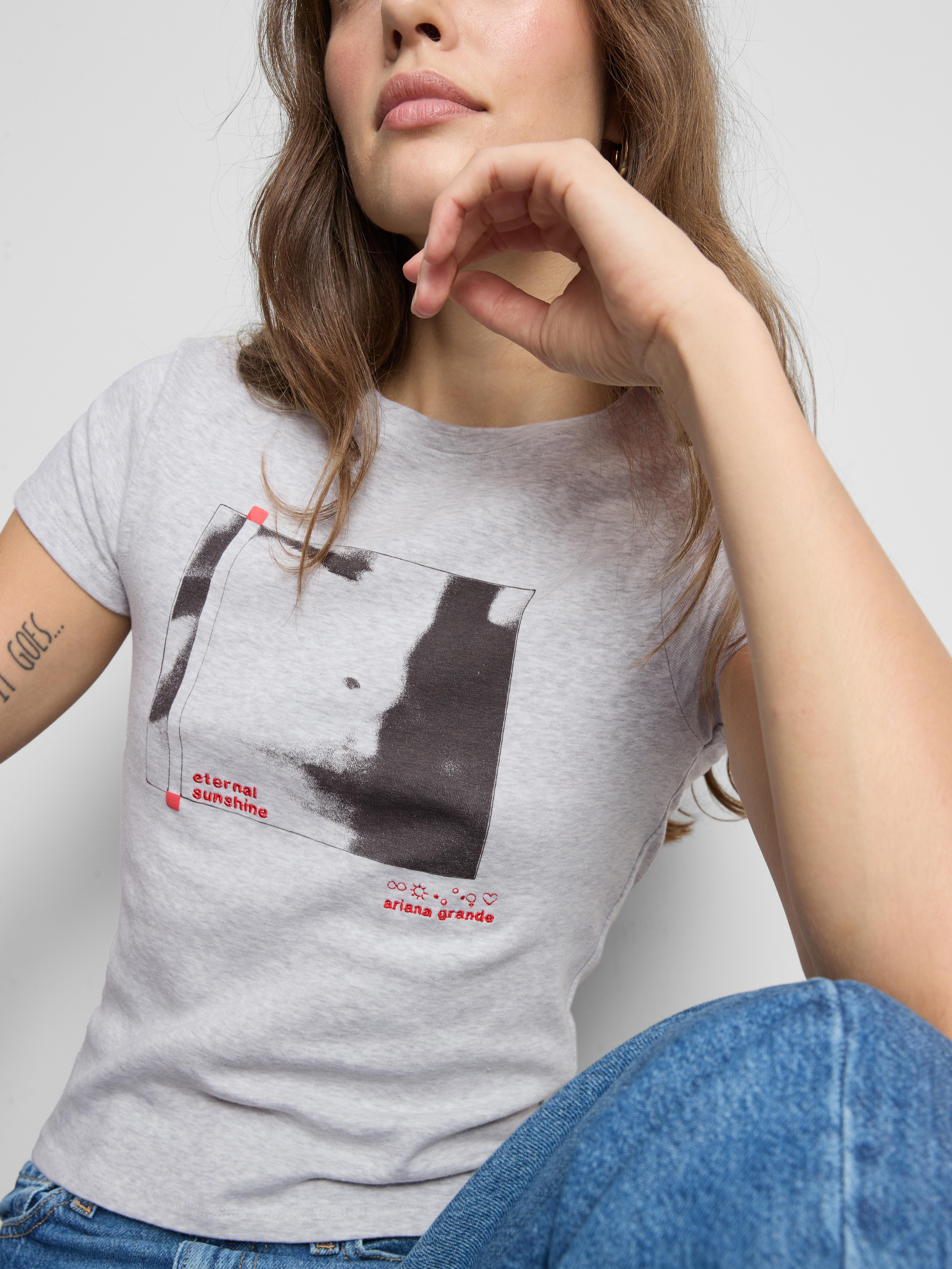 Ariana Grande Cotton-Rich Graphic Baby Tee - Gray Heather