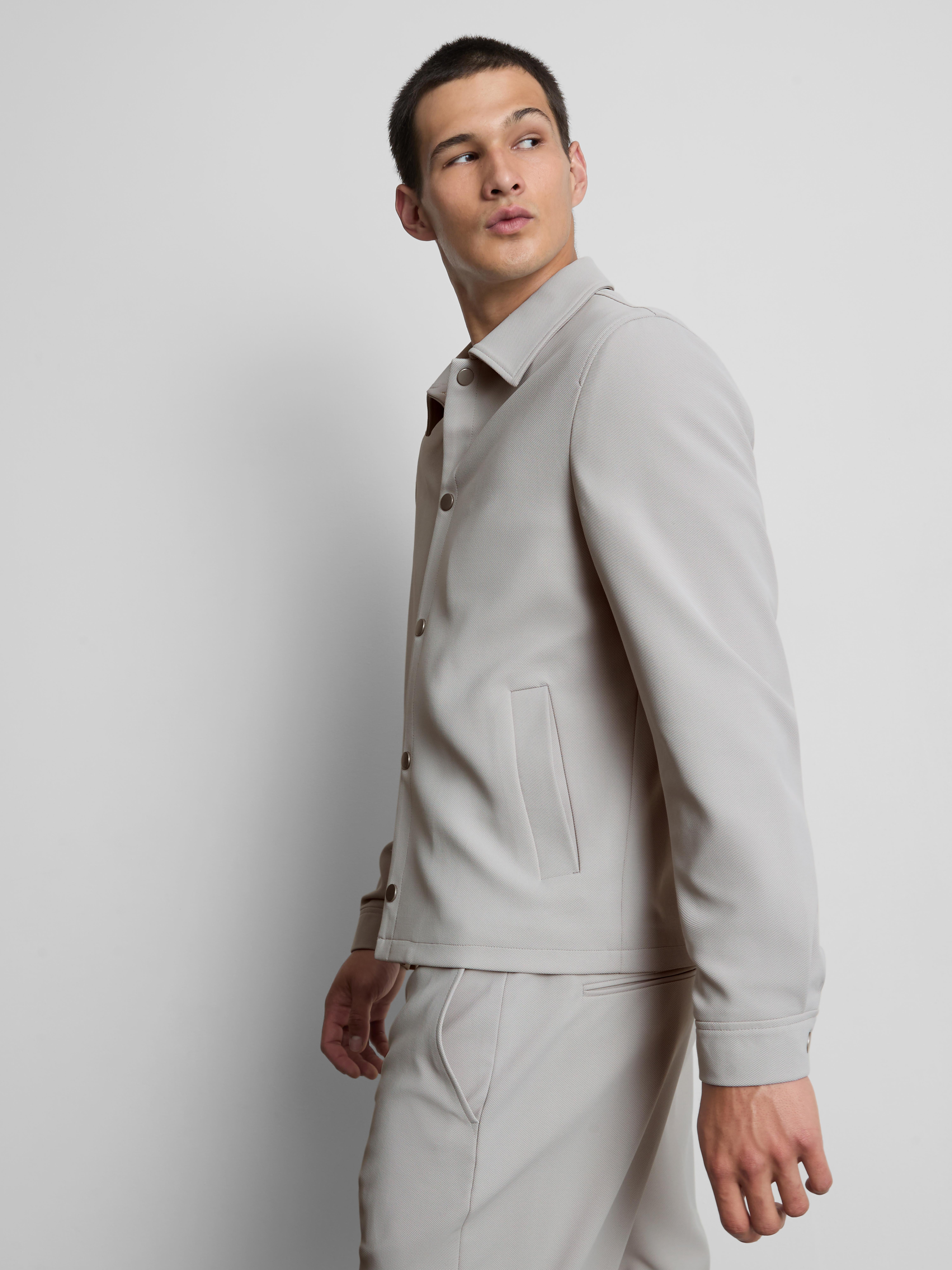 The Edit Regular Fit Collared Jacket - Light Gray