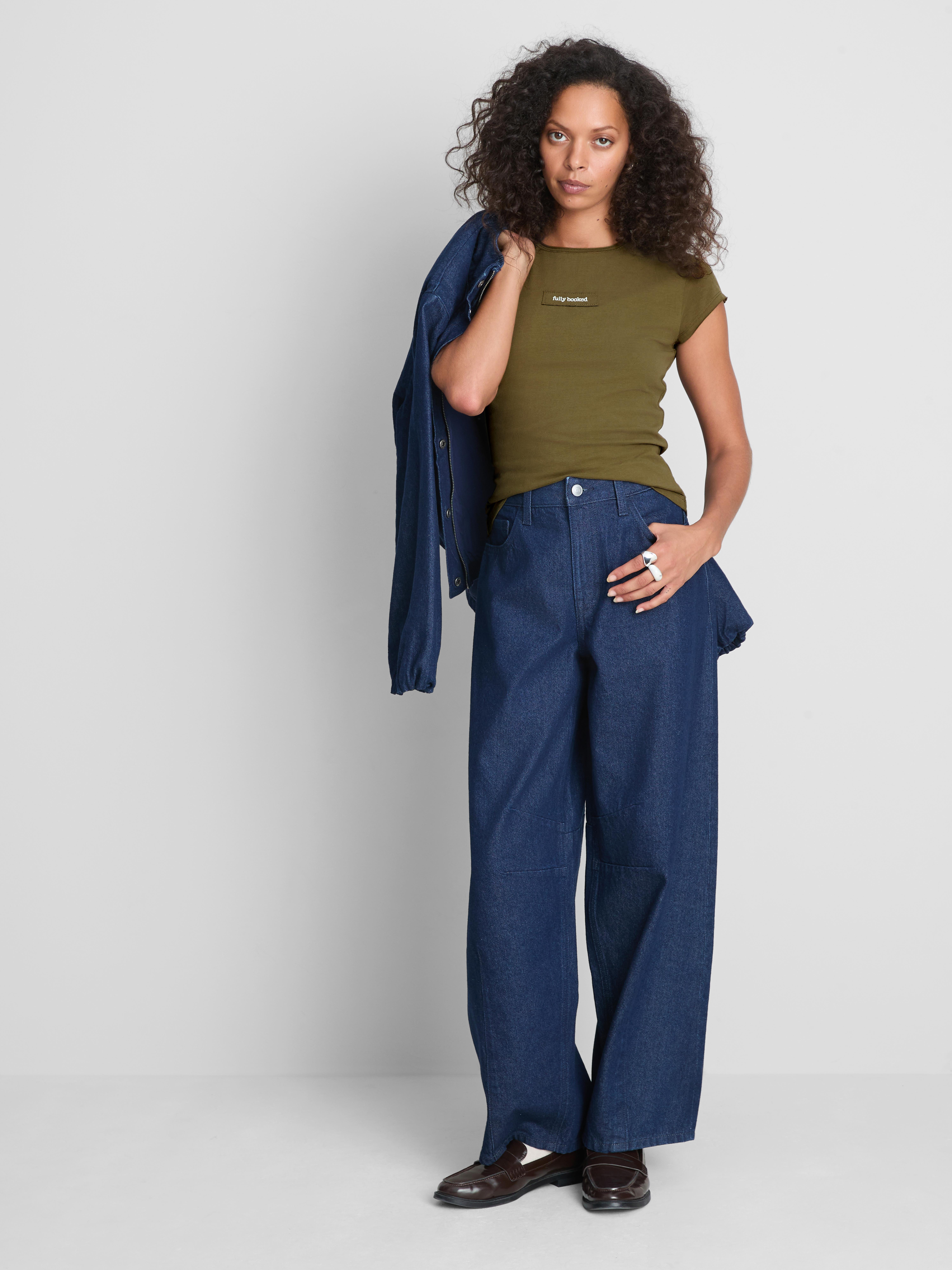 Paula Echevarría Cap-Sleeve Slogan Tee - Olive