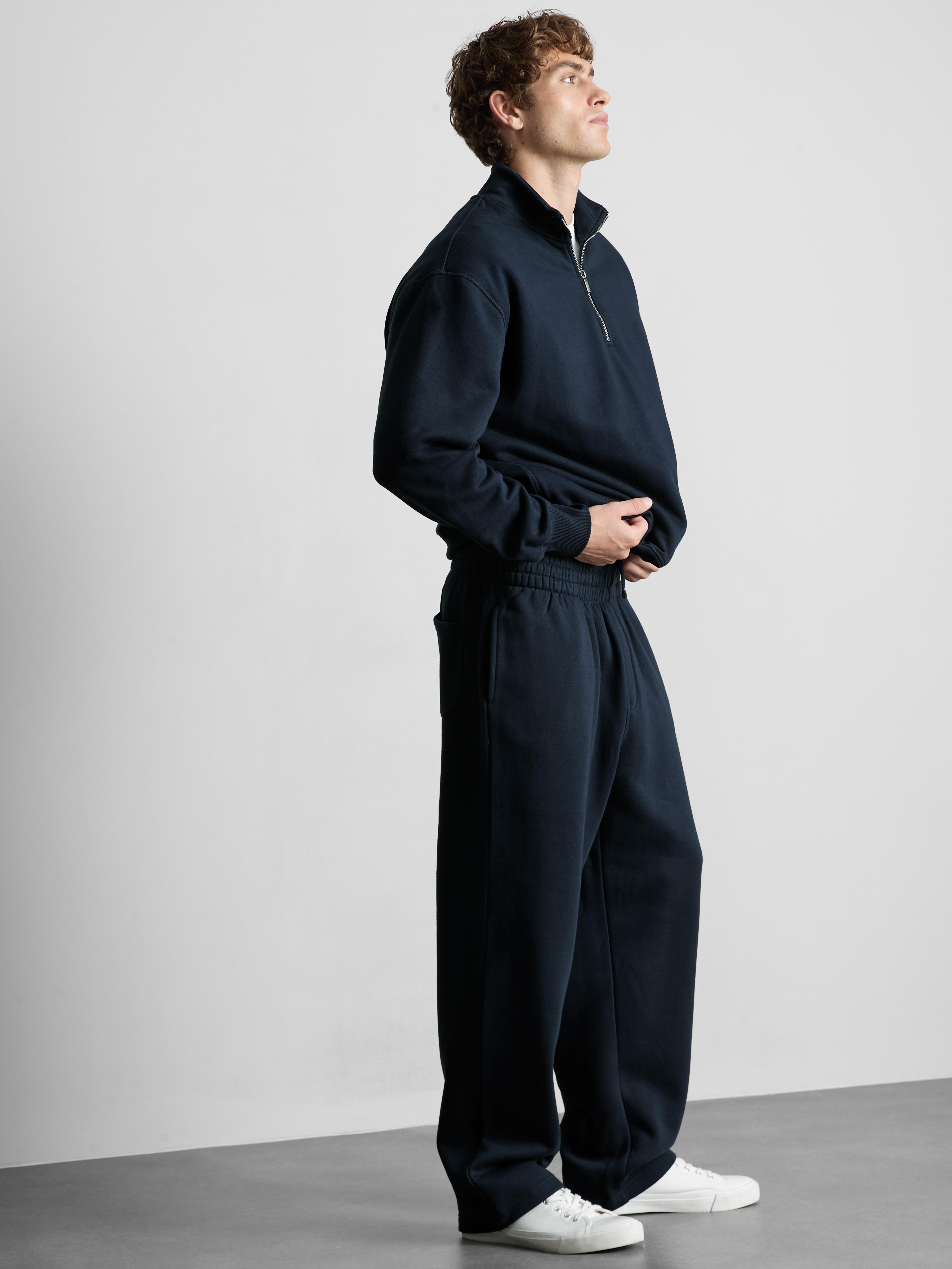 Cotton Rich Straight Leg Sweatpants - Navy
