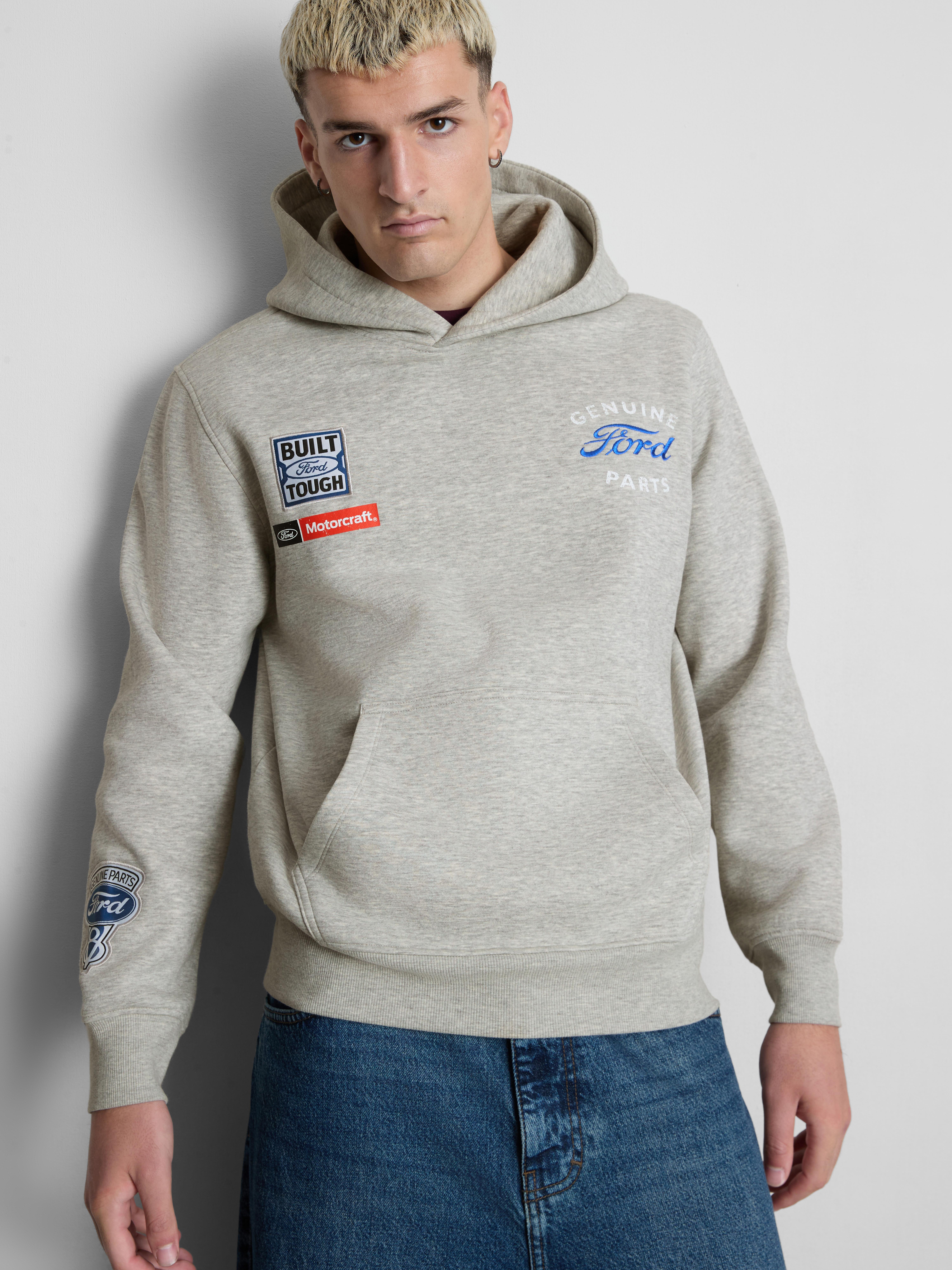 Ford Cotton Rich Badge Hoodie - Gray Heather