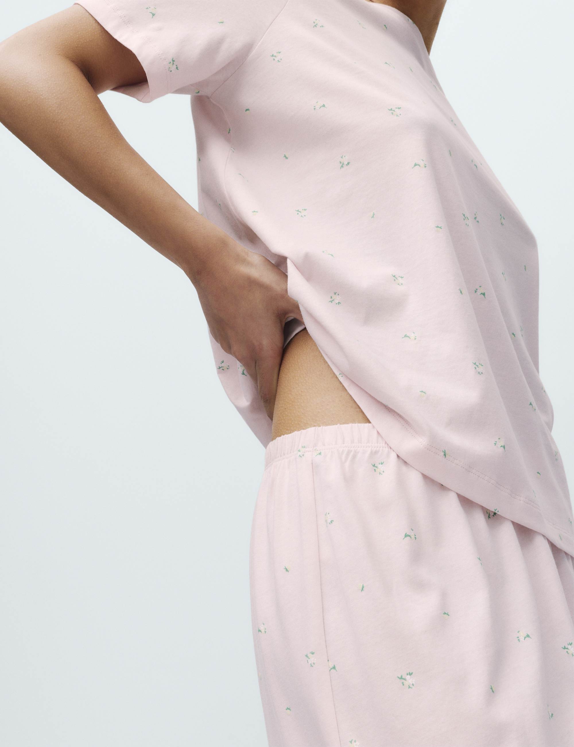 Cotton Rich Printed Cropped Pyjama Set