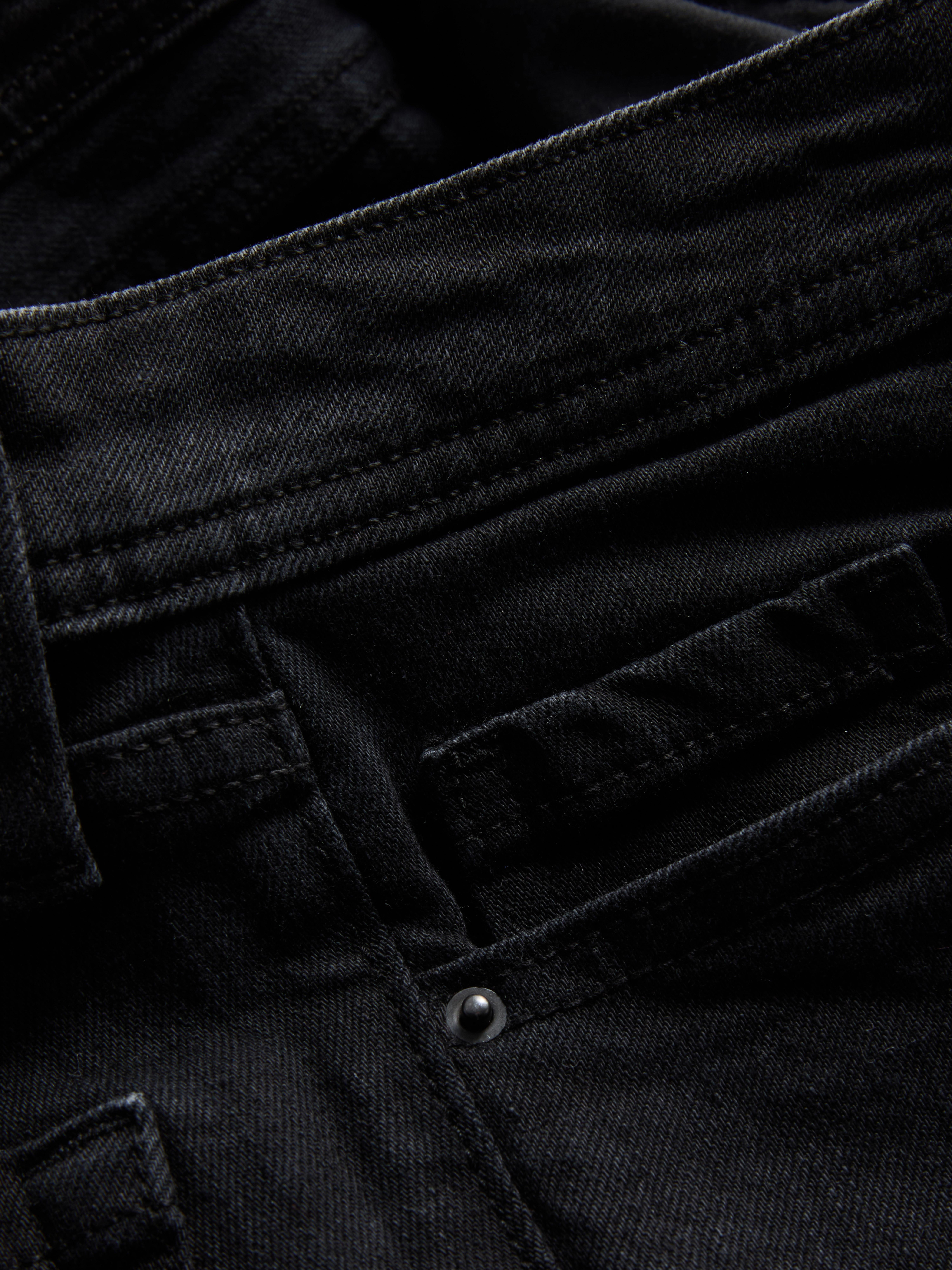 Cotton Denim Flared Mid-Rise Jeans - Black