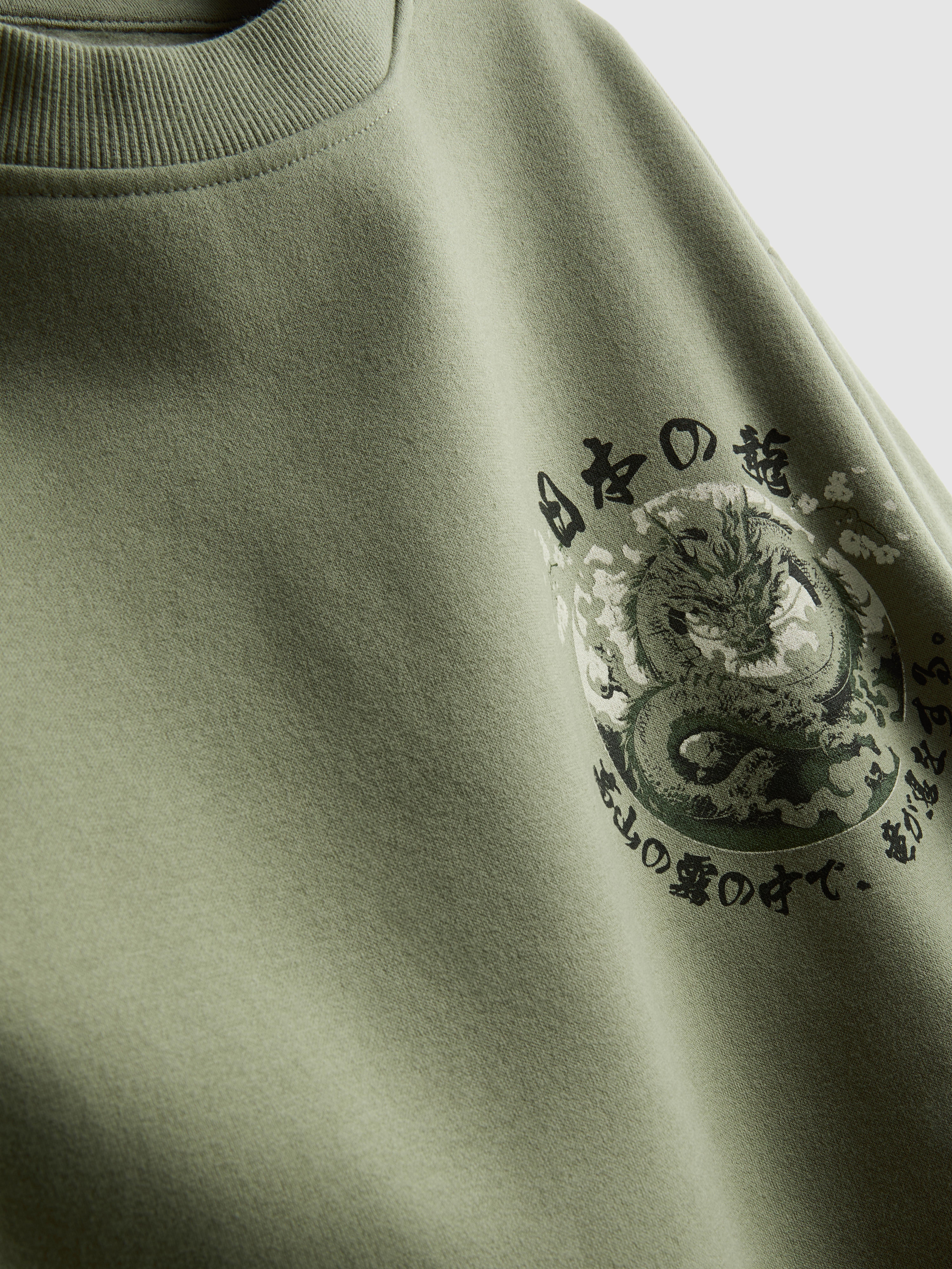 Cotton-Blend Dragon Sweatshirt - Green