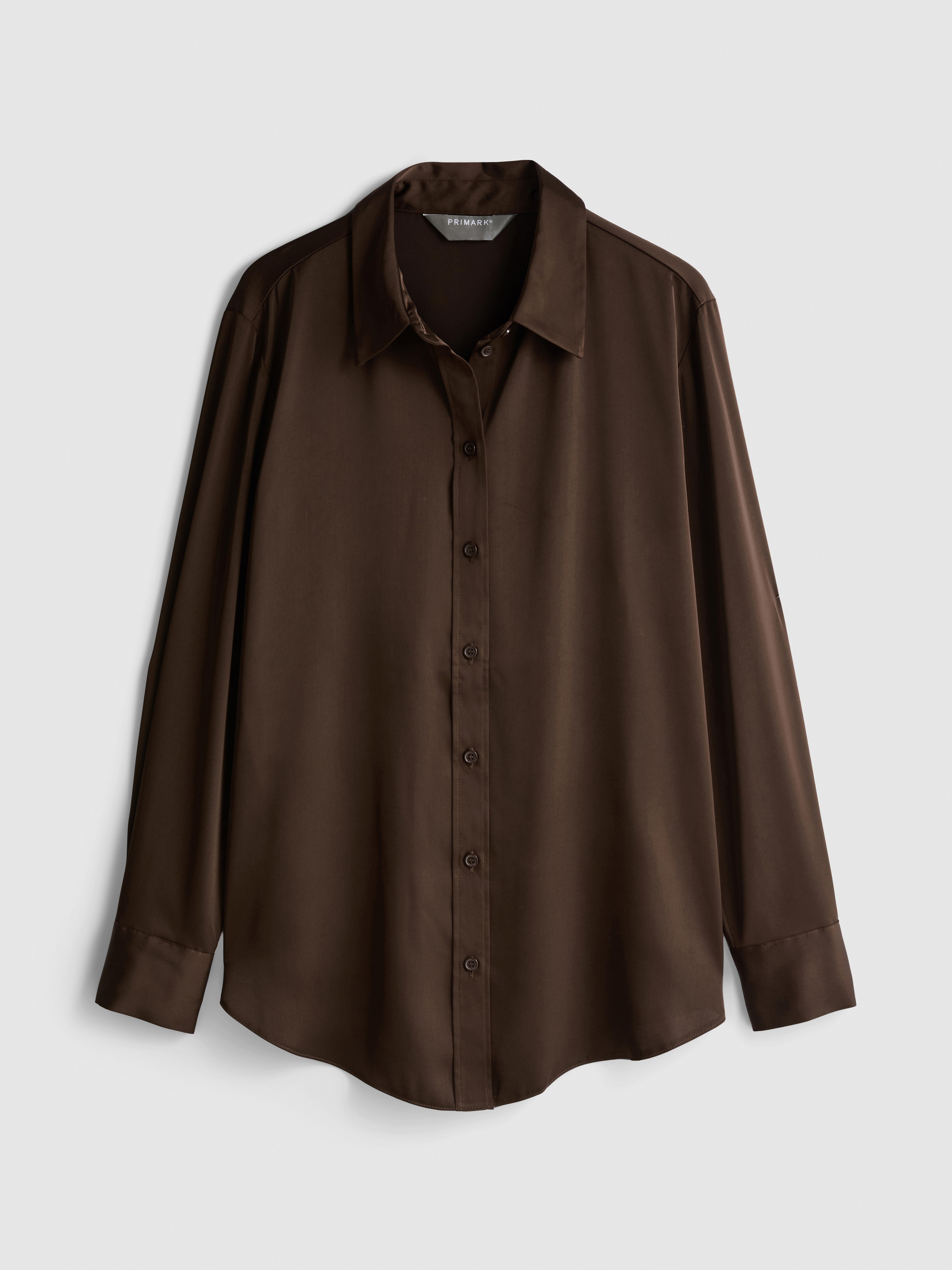 Relaxed Satin Shirt - Chocolate